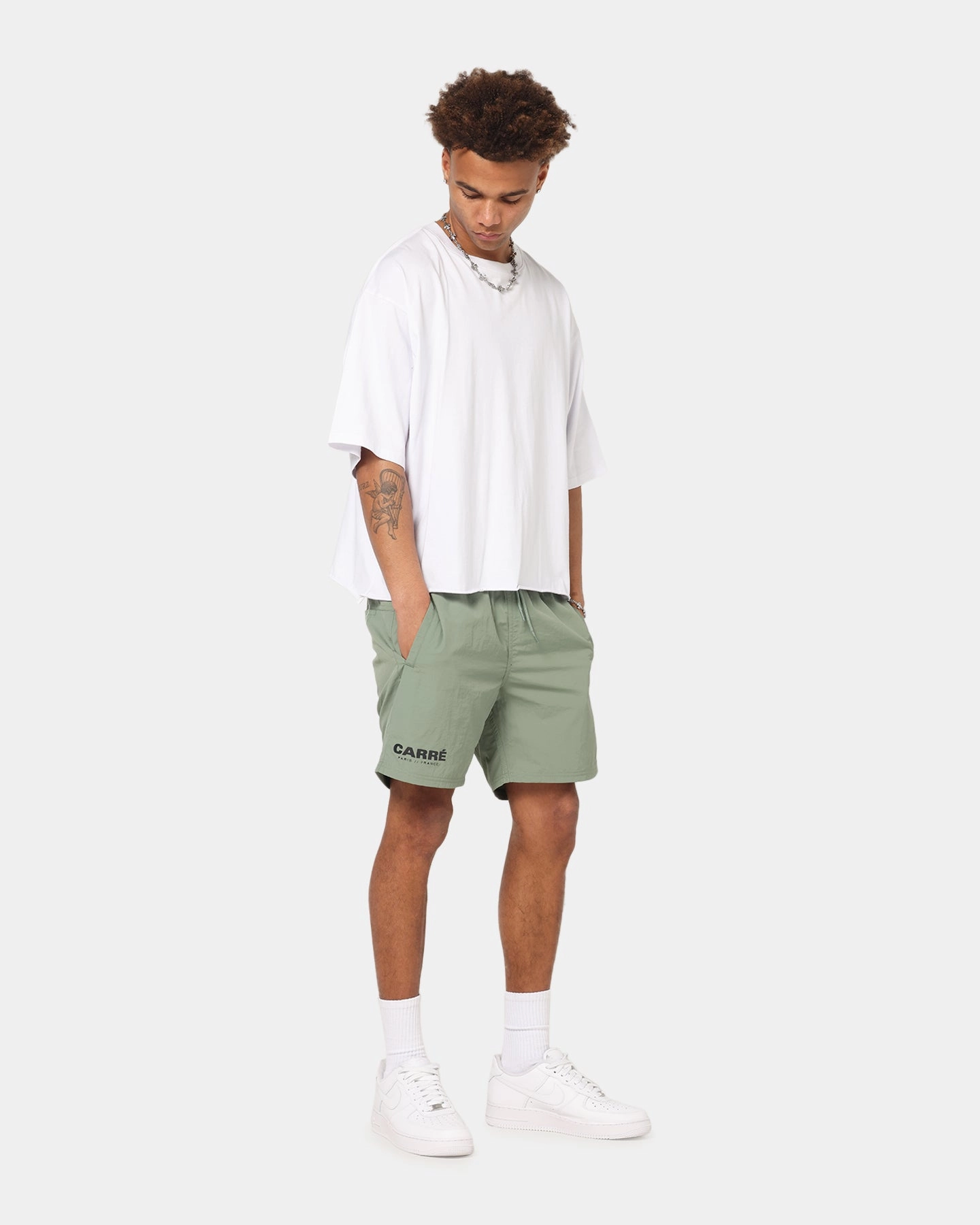 garden party wear Carre Motion Beach Shorts Khaki