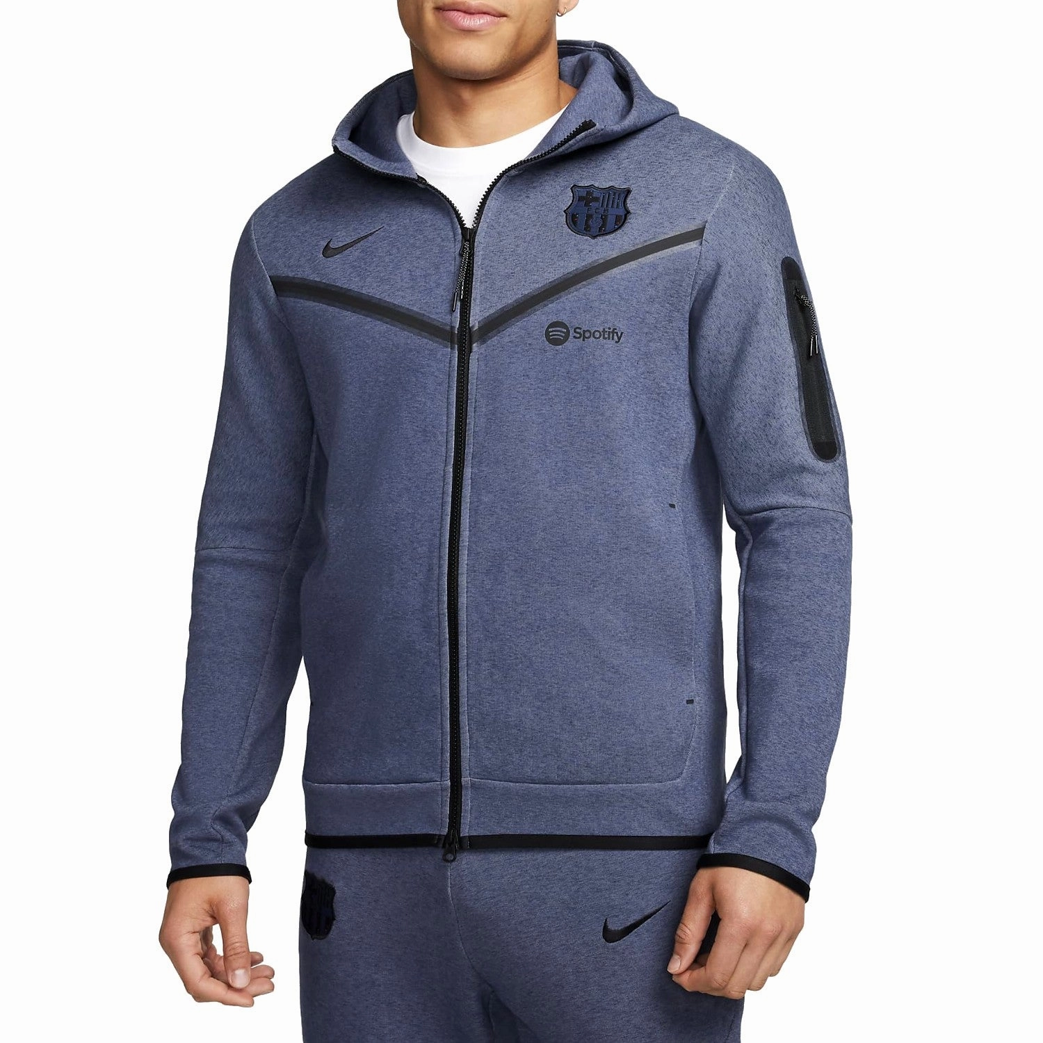FC Barcelona denim blue Tech Fleece presentation tracksuit 2023/24 - Nike Ventilated Panels