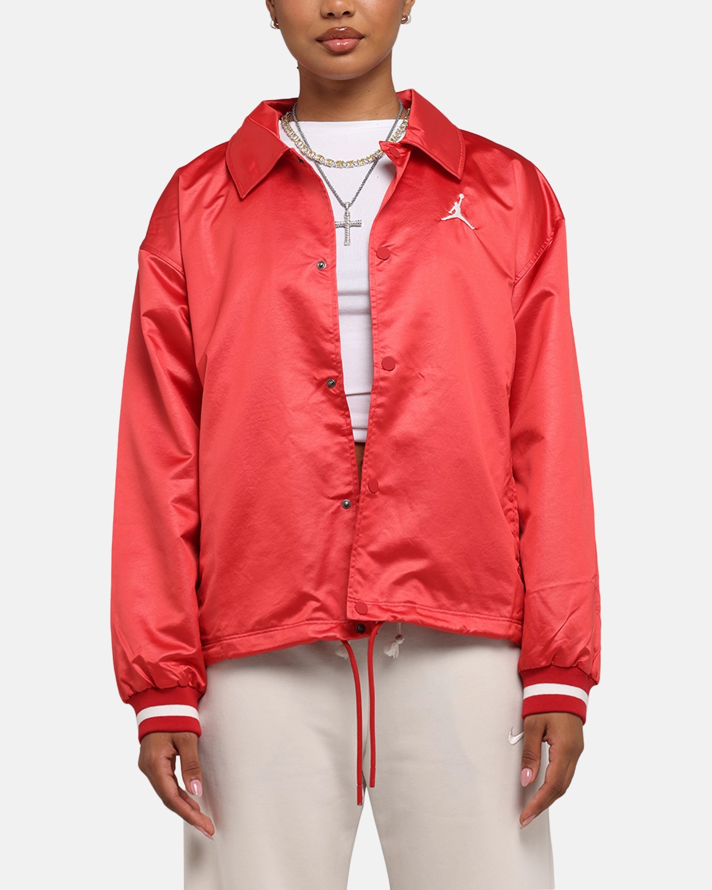 Quilted Construction Streetwear Style Jordan Women's Coaches Jacket Varsity Red