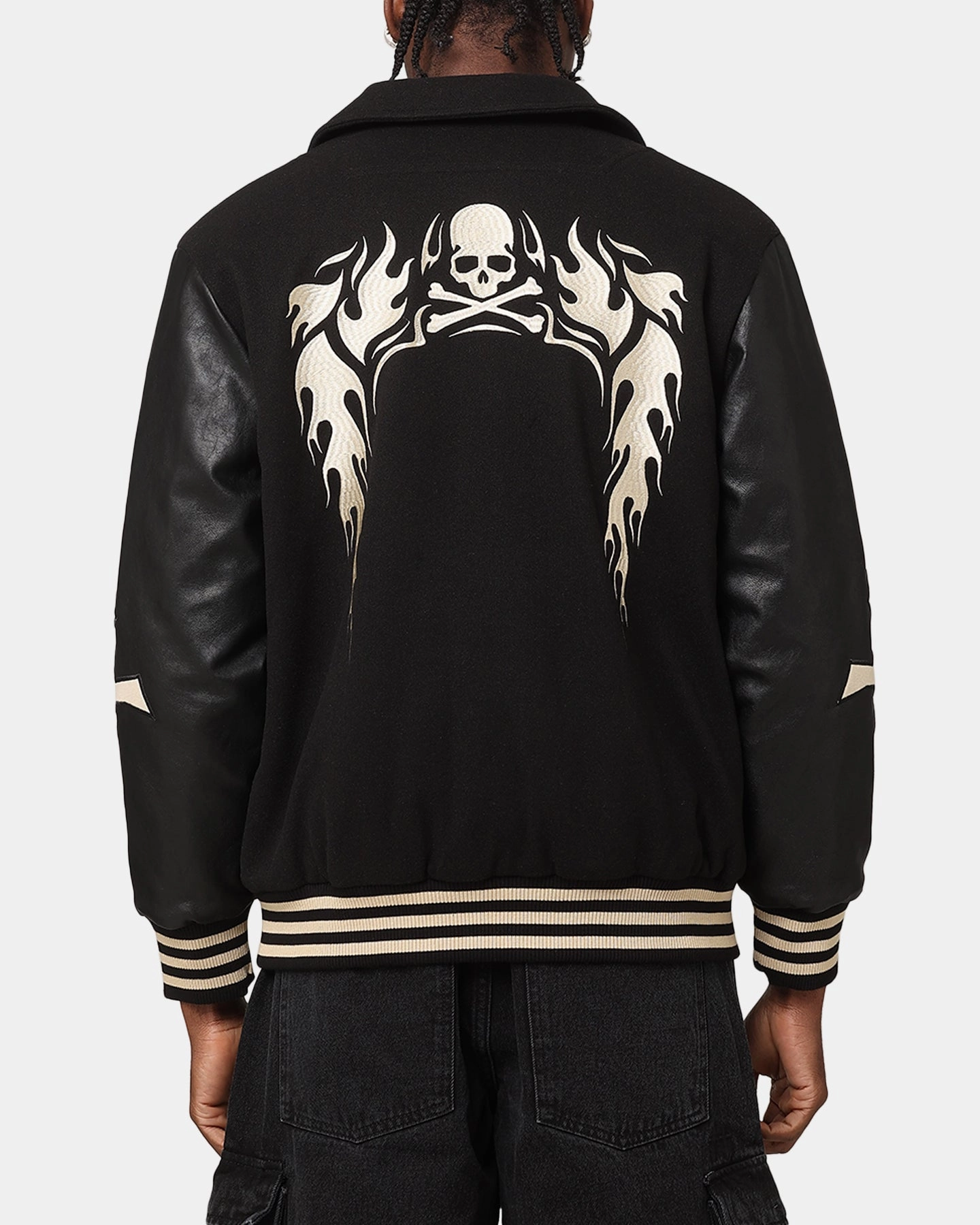 Saint Morta Ceremonies Varsity Jacket Black/Tan Silk