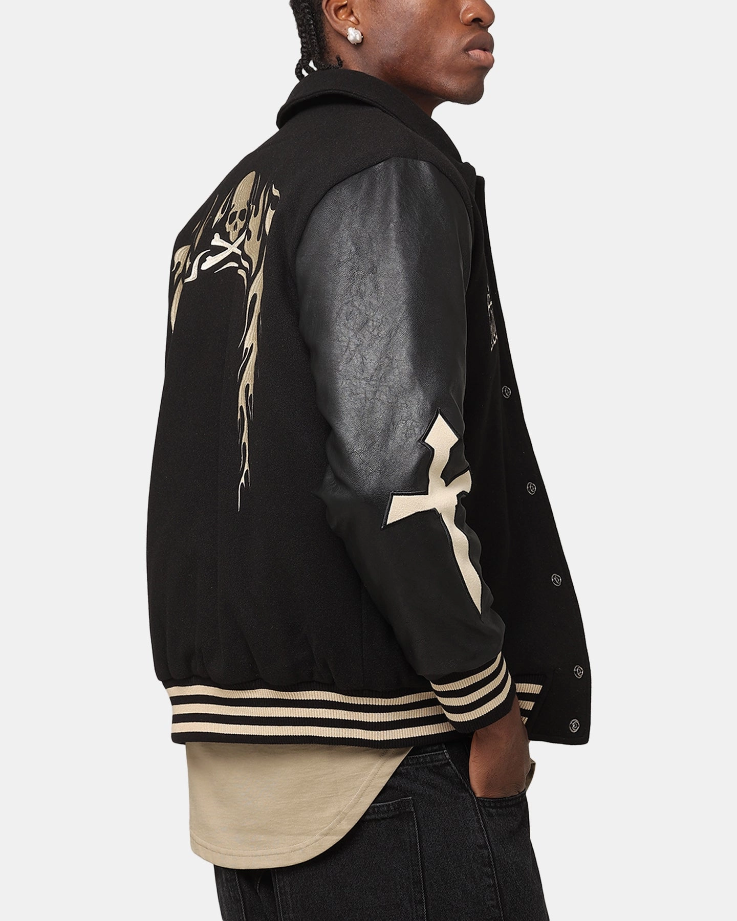 New Arrival Saint Morta Ceremonies Varsity Jacket Black/Tan