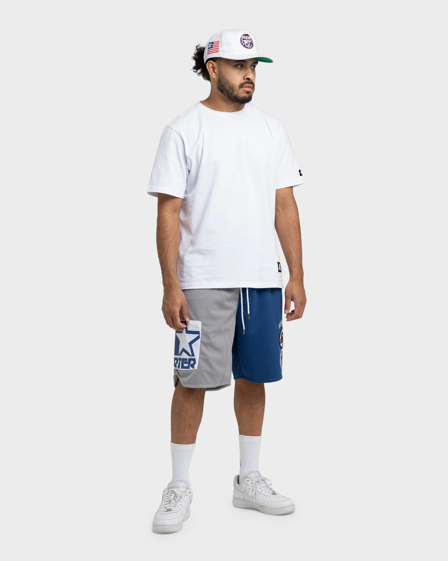 AdjustableDrawstring Starter Slider Mesh Shorts Blue/Grey