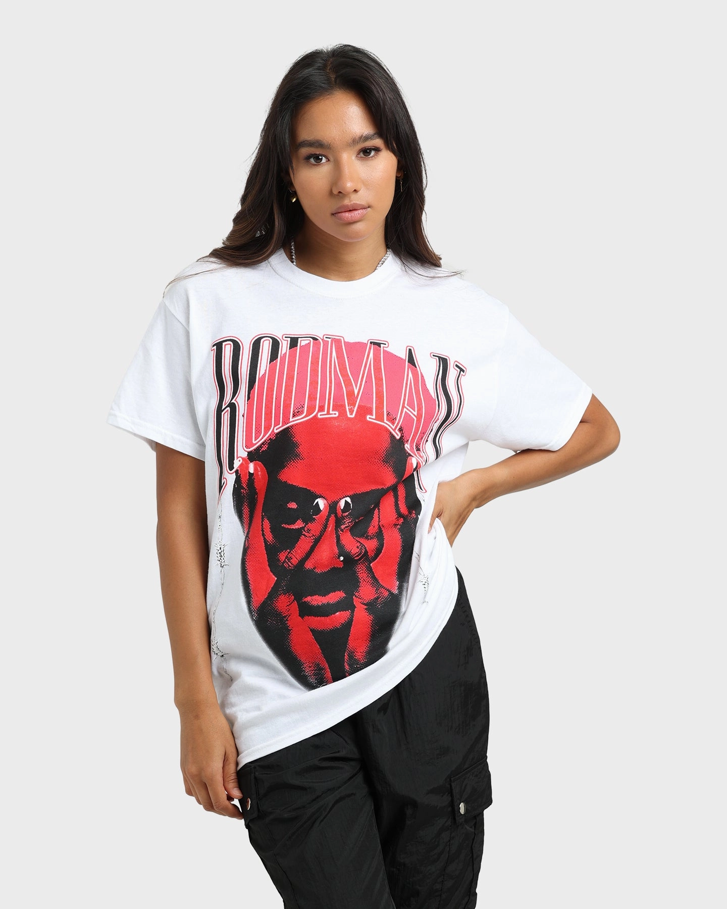 Rodman Brand Barbwire Pink Vintage T-Shirt White Unisex Button Down