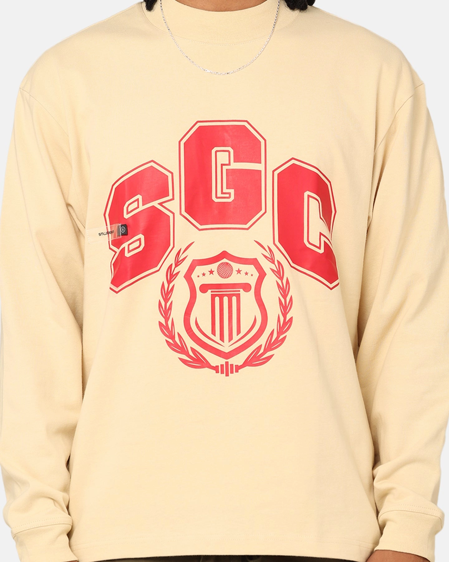 Soft and Flexible Subtle Logo Placement Students Golf Addington Long Sleeve Mock Neck T-Shirt Sand