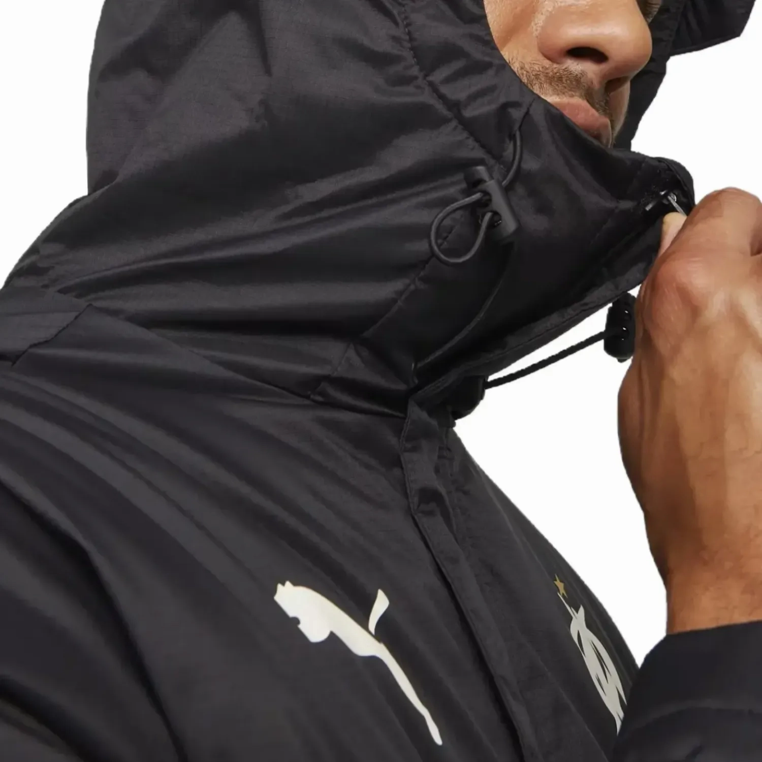 Olympique Marseille black padded bench jacket 2023/24 - Puma NonBindingHem Cutting-edge