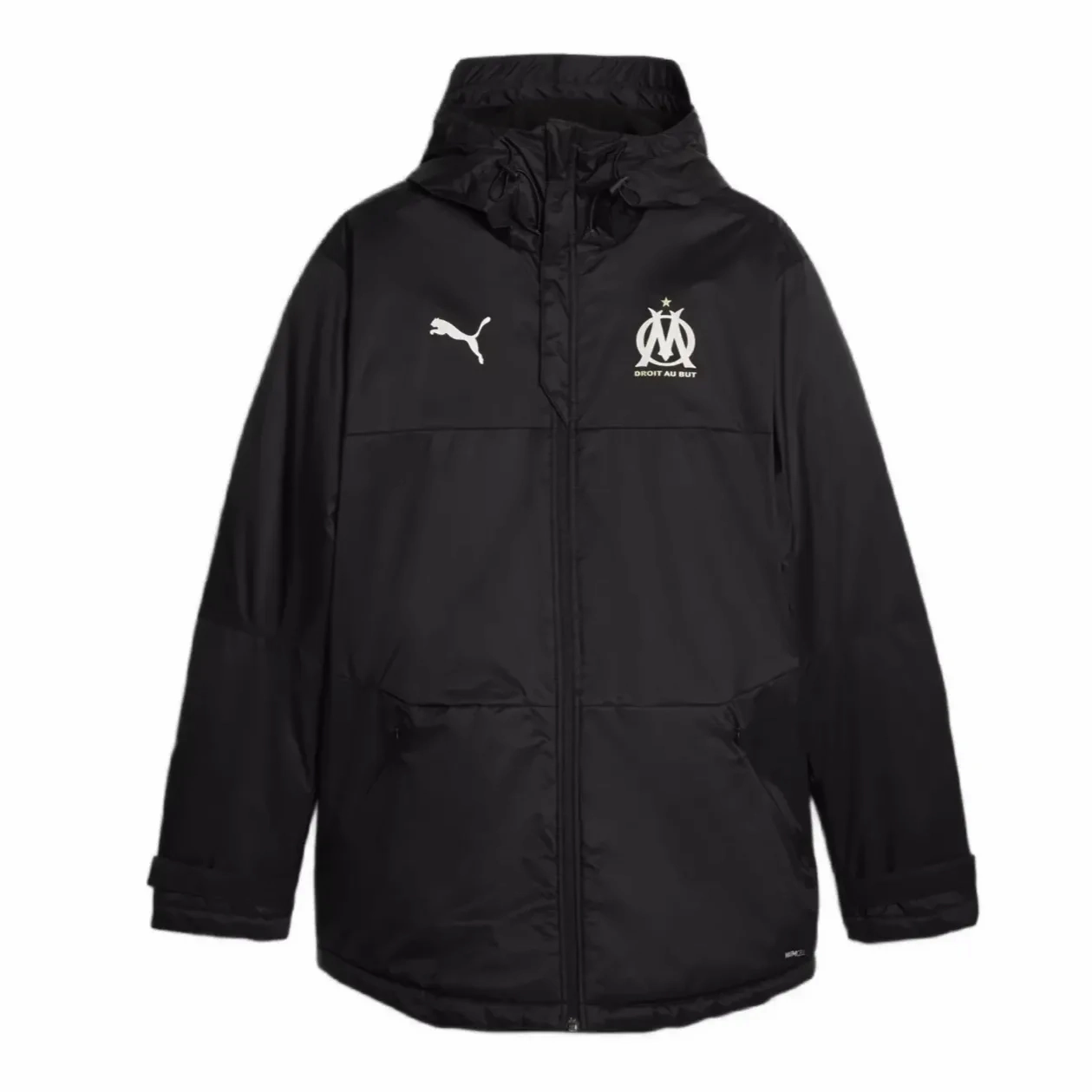 Olympique Marseille black padded bench jacket 2023/24 - Puma AntiPillingFabric