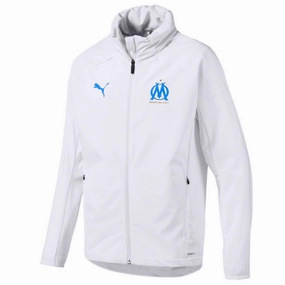 slim fit Striped designs Olympique Marseille soccer training rain jacket 2020 white - Puma
