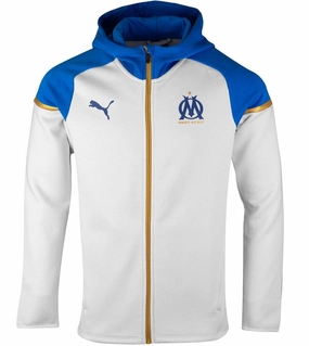 Minimalist Seamless Cut amusement park Olympique Marseille white/blue Casual hooded presentation jacket 2023/24 - Puma
