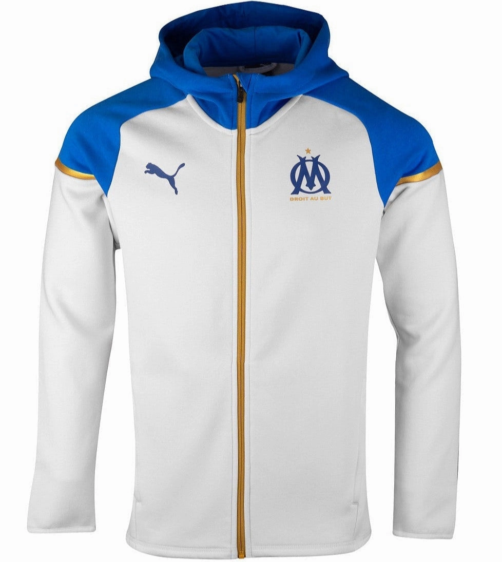 Minimalist Seamless Cut amusement park Olympique Marseille white/blue Casual hooded presentation jacket 2023/24 - Puma