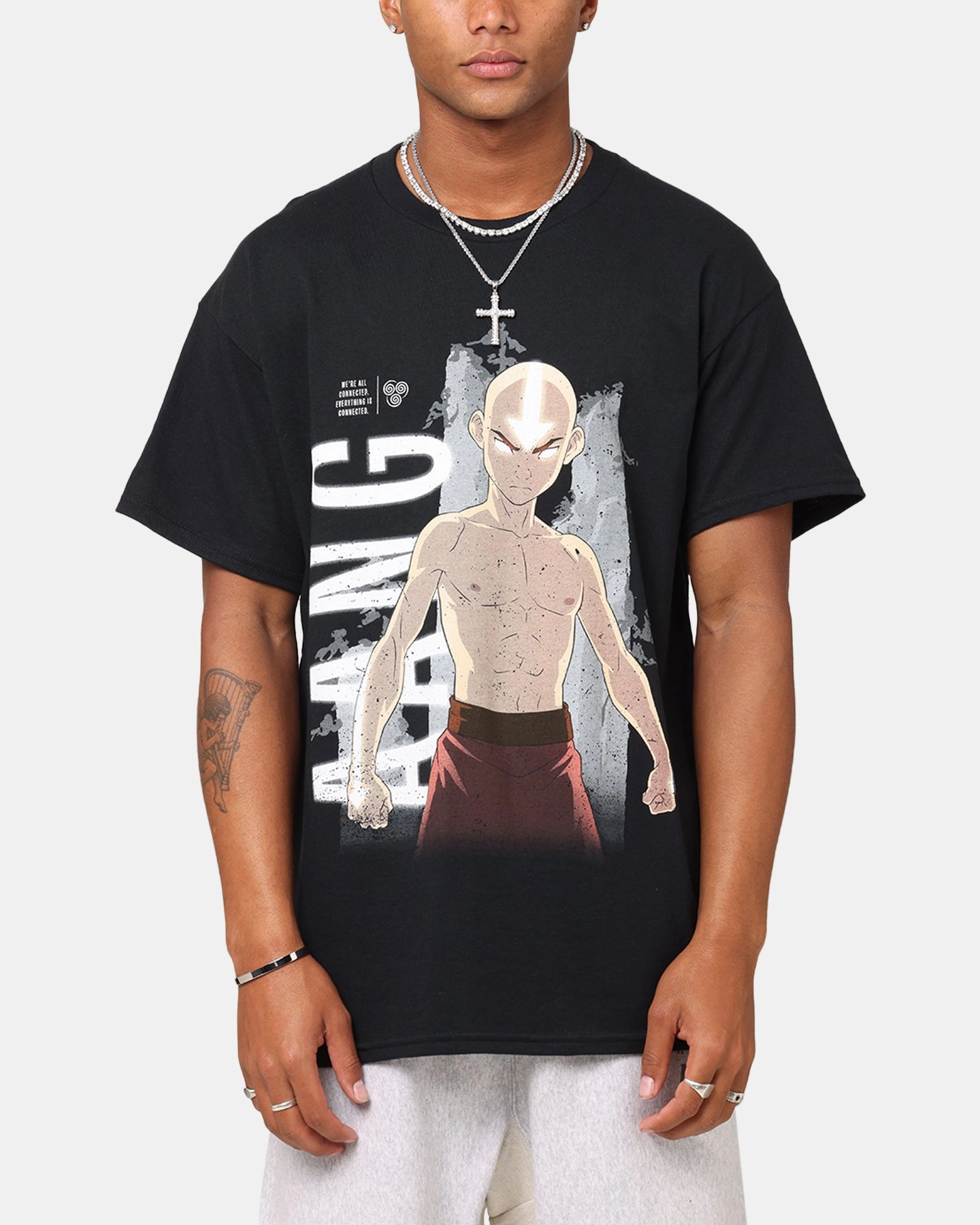 soft look Subtle Embroidery Goat Crew X Avatar: The Last Airbender Aang Vintage T-Shirt Black