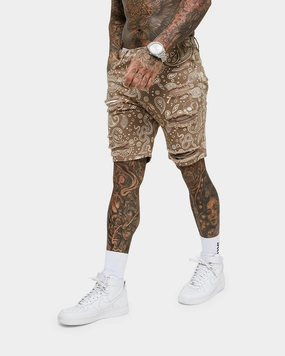 Recycled Material Heels Saint Morta Paisley Skulls Denim Shorts Vintage Brown