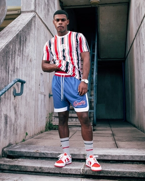 Moisture Wicking Fabric colorfast Carre Volle Ball Short Blue