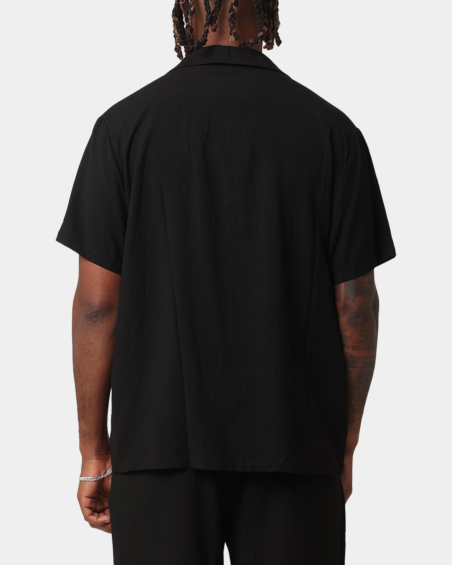 Customizable Design Non Chafe Seams XXIII Desert Flower Linen Button Up Shirt Black