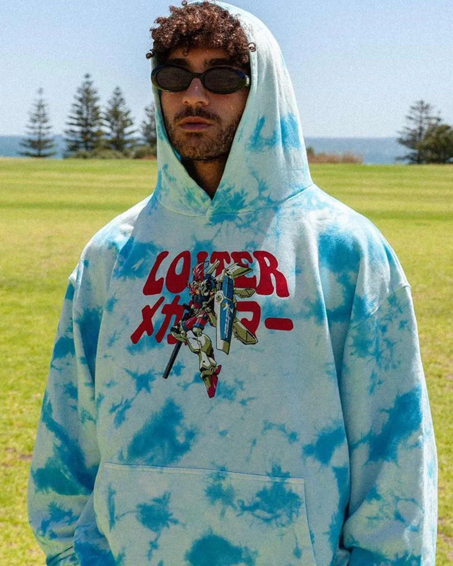 Loiter Eternal Tie Dye Hoodie Blue Convertible Collar Style Popular