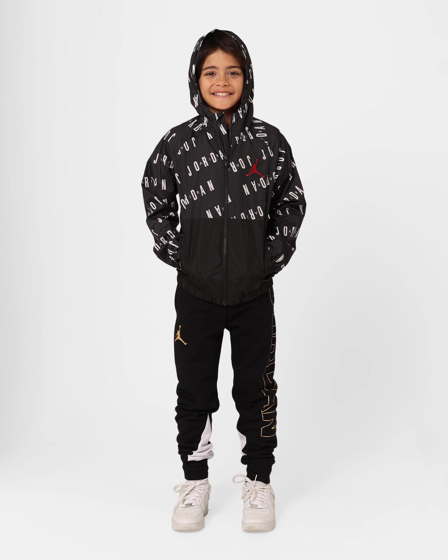 Jordan Kids' Colour Block Windbreaker Jacket Black Wind Protection Template