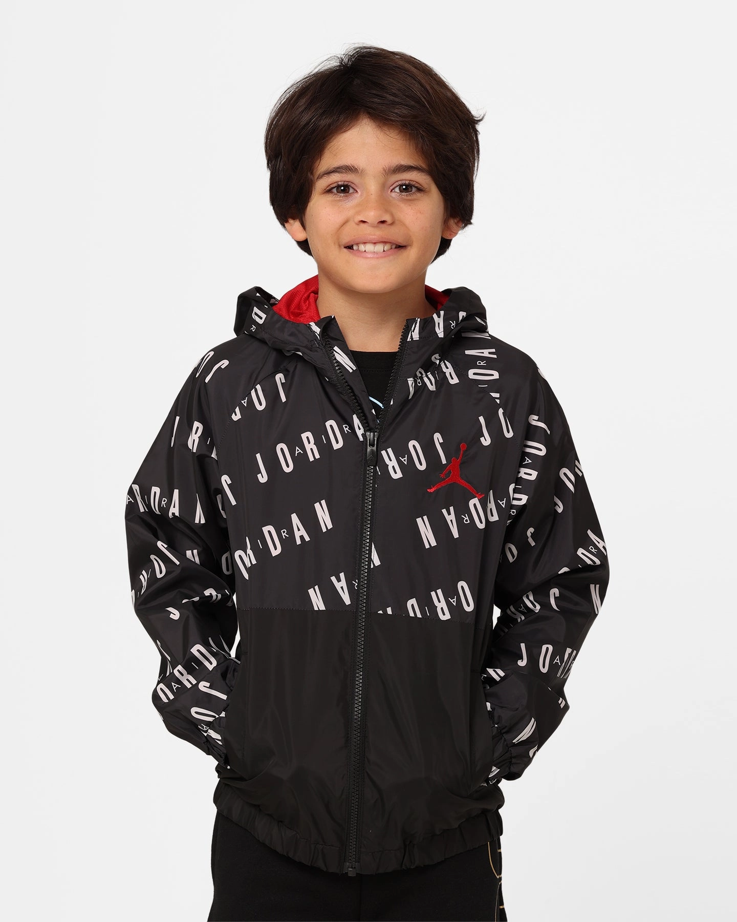 Jordan Kids' Colour Block Windbreaker Jacket Black Smooth Finish