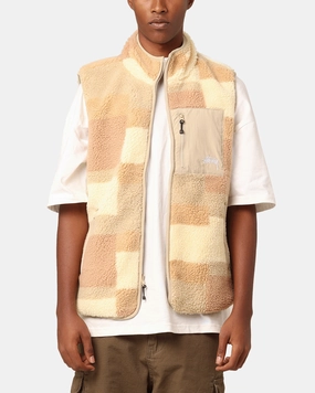 St??ssy Square Jacquard Sherpa Vest Tan Quick Dry Tech