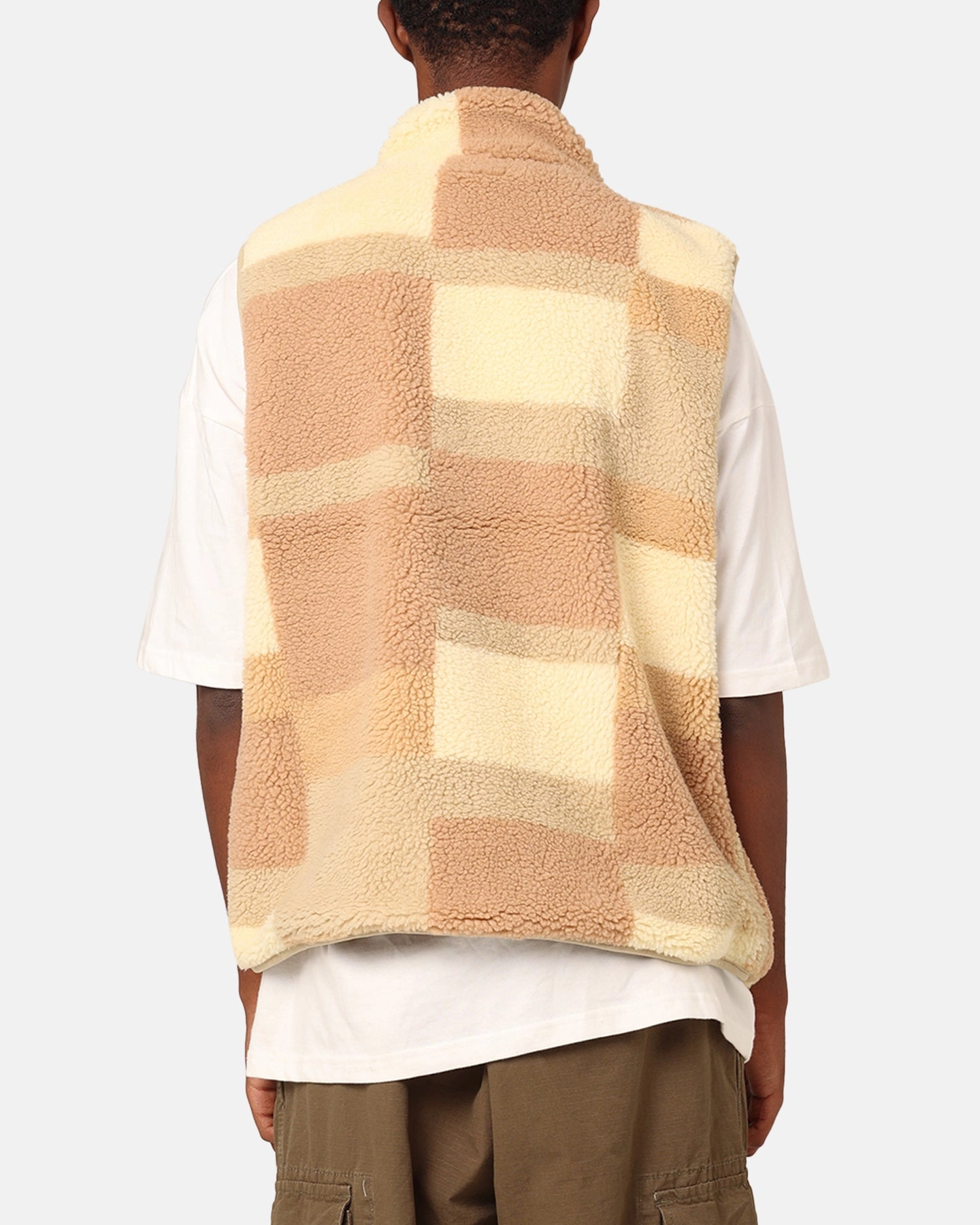 St??ssy Square Jacquard Sherpa Vest Tan Blush