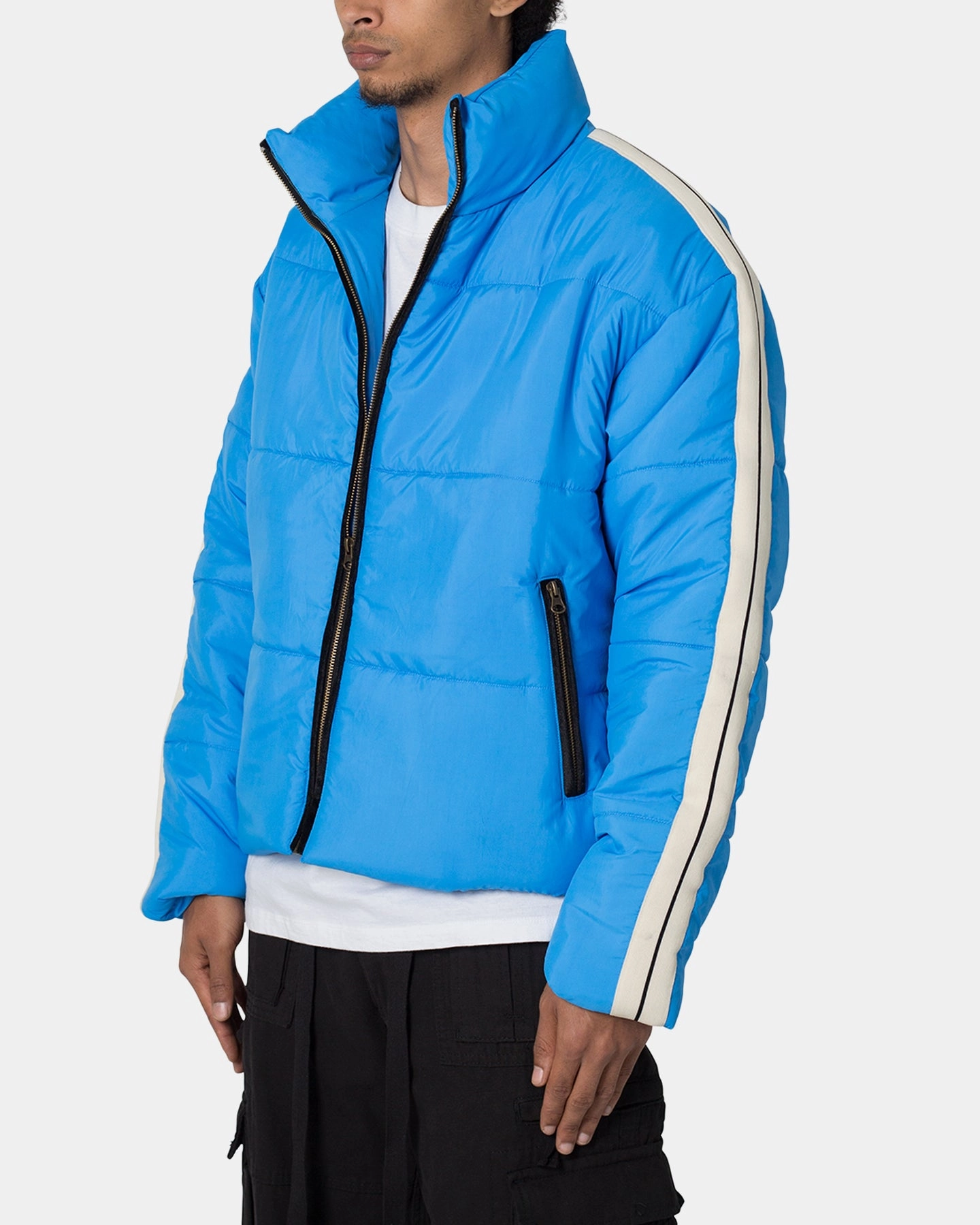 MNML Striped Puffer Jacket Blue Modern Fit