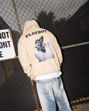 Magnetic Closure Details Water Repellent Coating Playboy November '13 Monotone Hoodie Tan