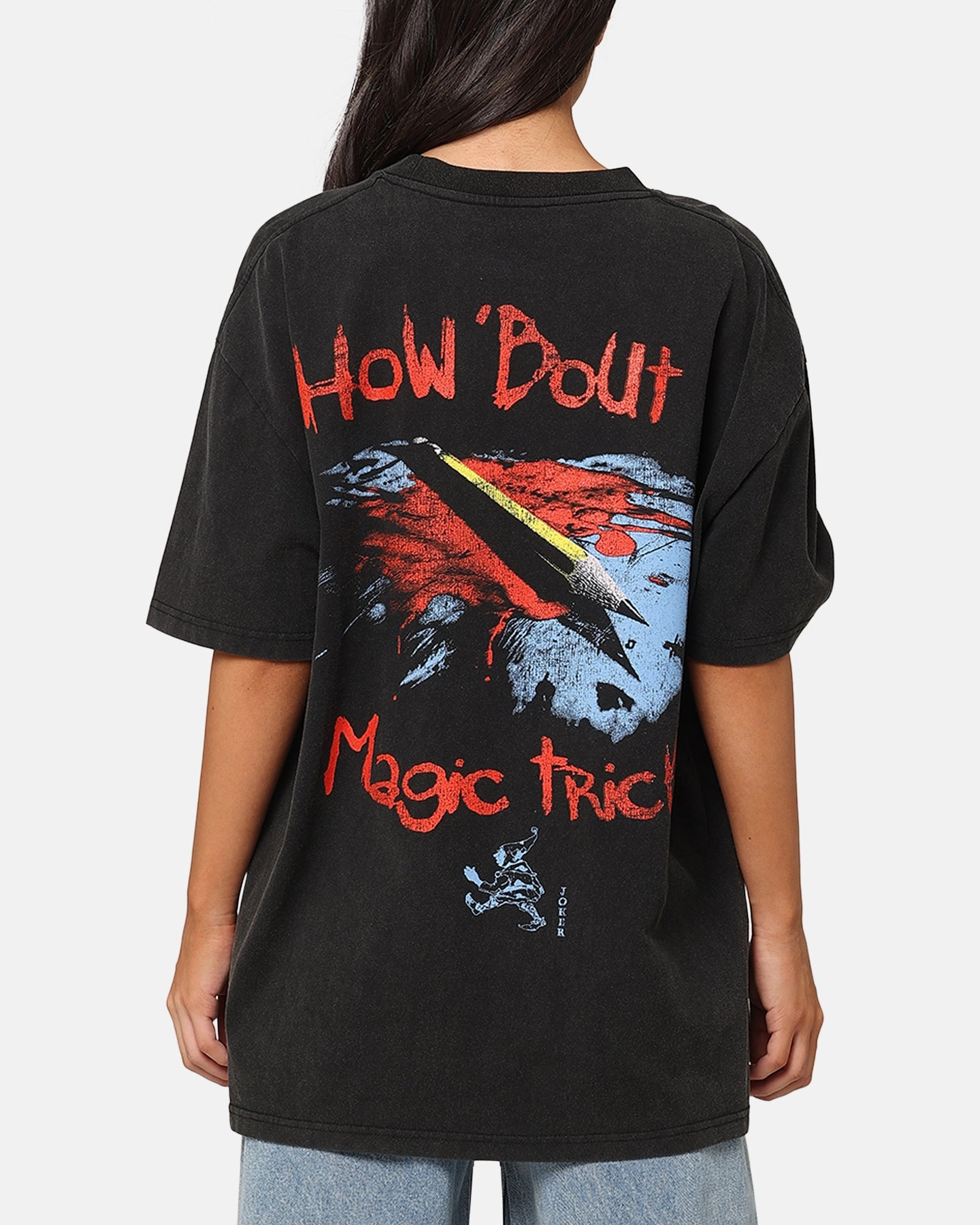 American Thrift X DC Batman The Joker Magic Trick Heavy T-Shirt Vintage Black Urban Outfit