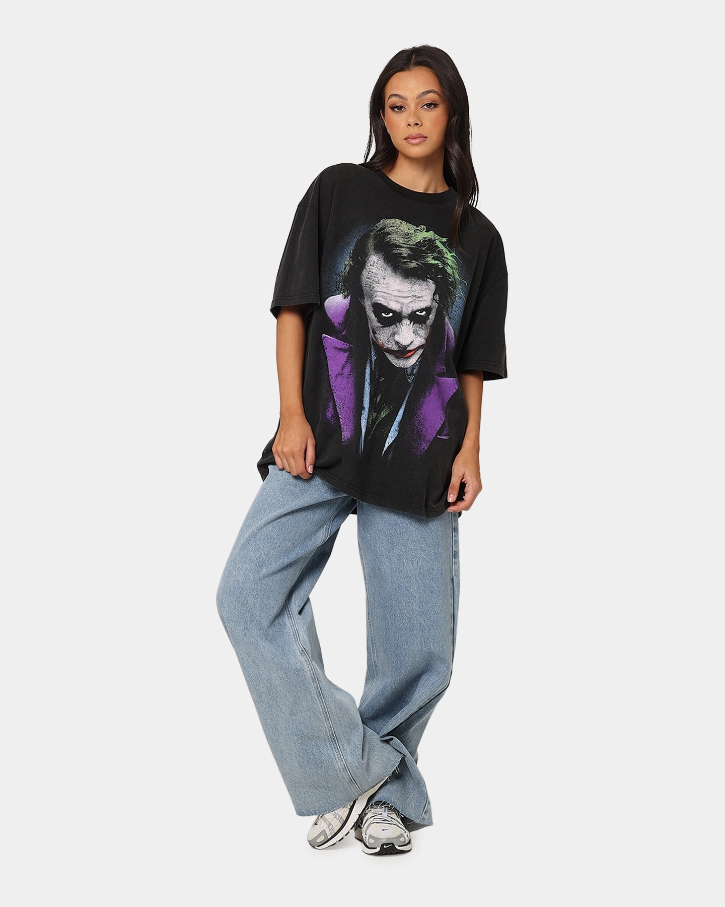 American Thrift X DC Batman The Joker Magic Trick Heavy T-Shirt Vintage Black Autumn Wear Office Casual