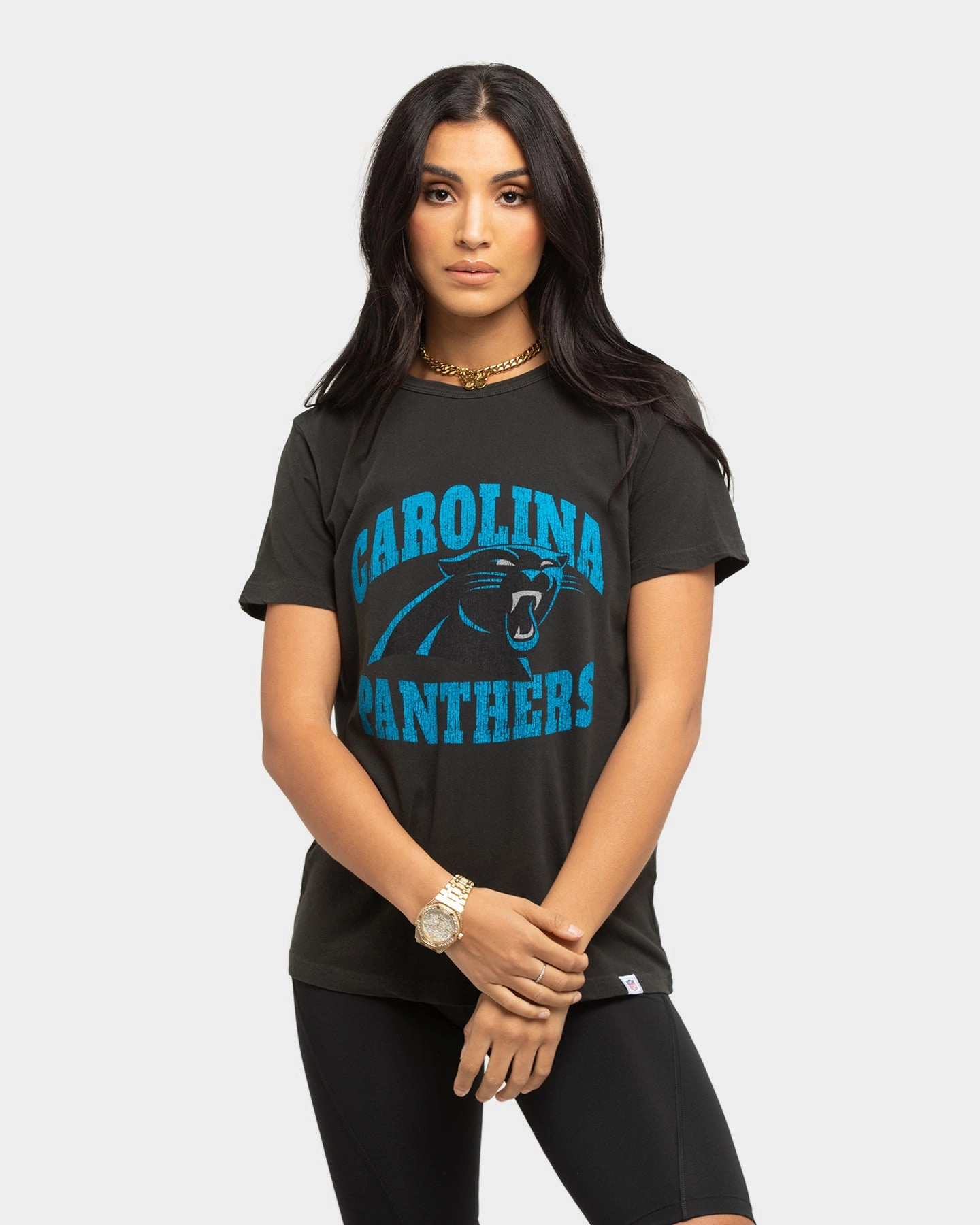 UltraLightweight Majestic Athletic Women's Carolina Panthers Vintage NFL Team T-Shirt Black