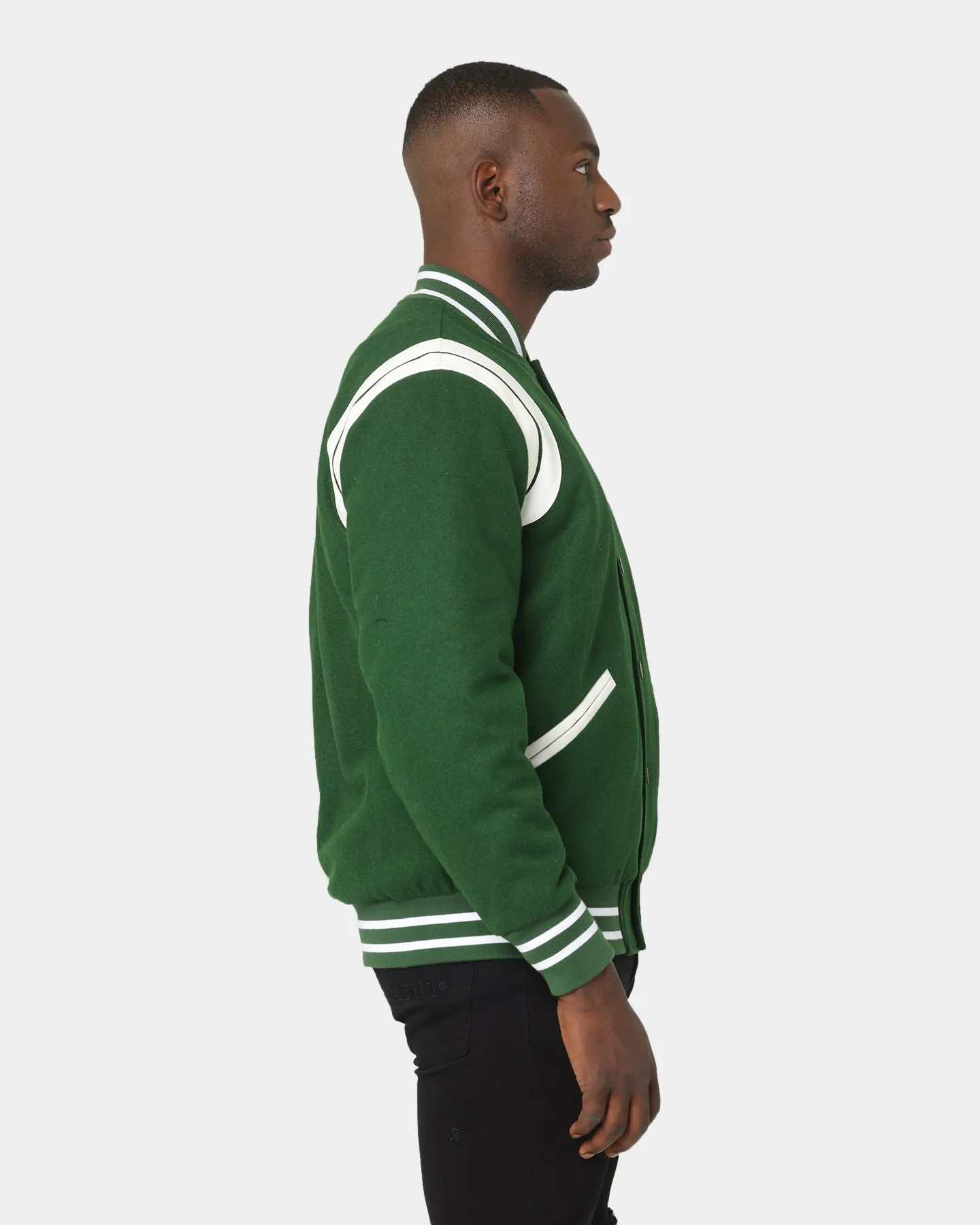 Optimize Reflective Safety Trim Saint Morta Alpha Varsity Jacket Green/White