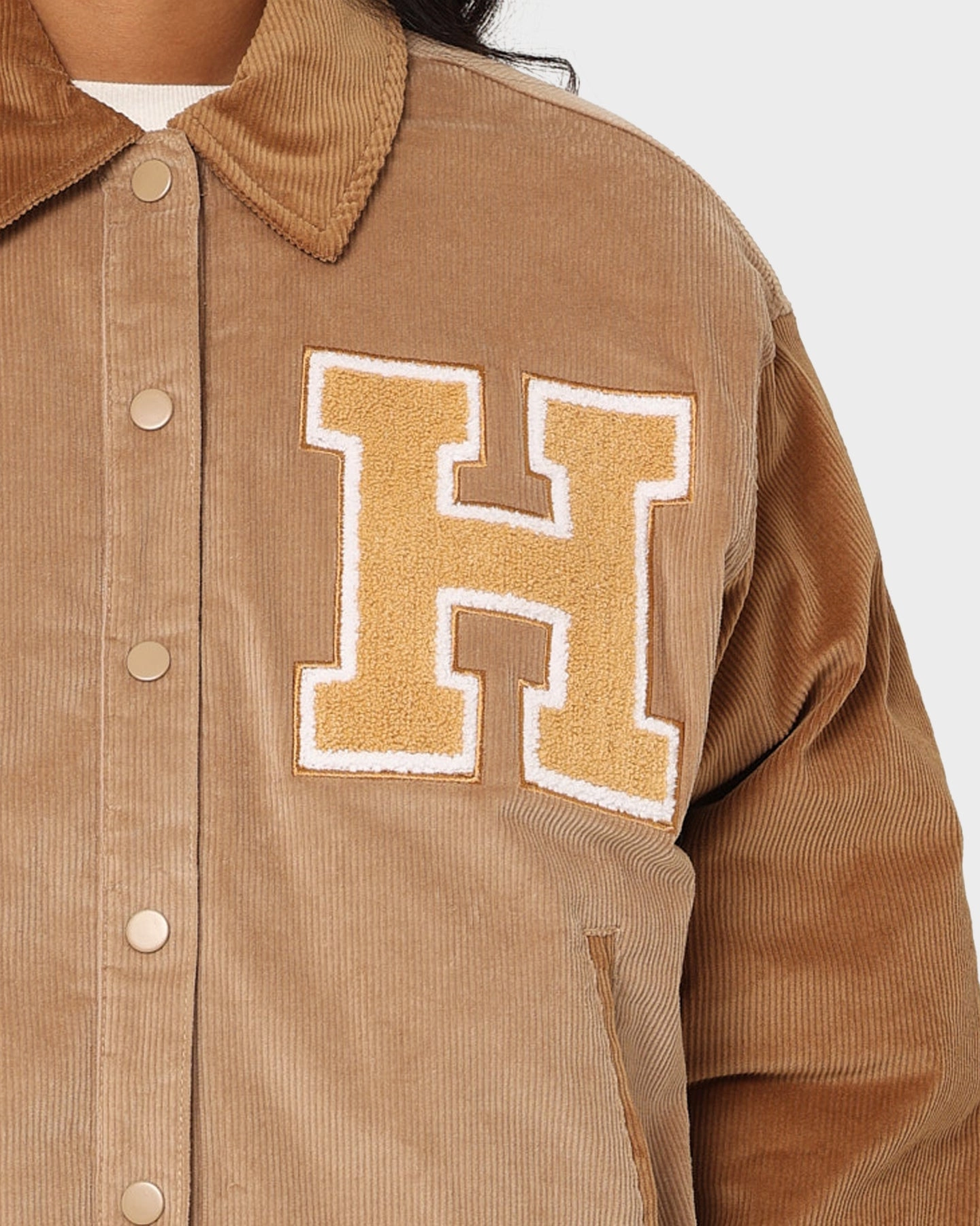 The New Establishment Women's Two Tone Letterman Jacket Silver Lining/Brown Fashionable