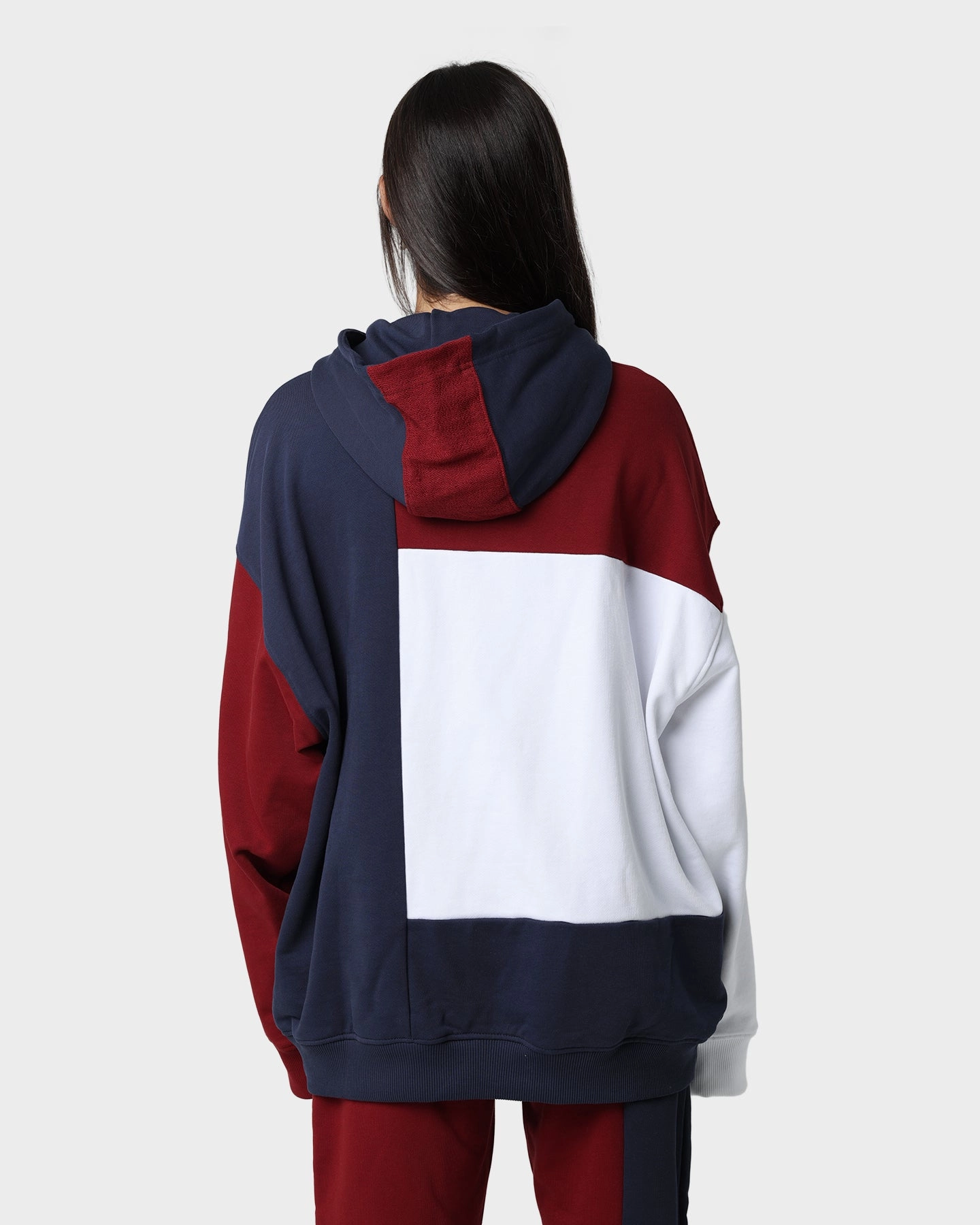 Quilted Stitching Activewear Tommy Jeans TJM Reverse Colorblock Hoodie Twilight Navy/Maroon