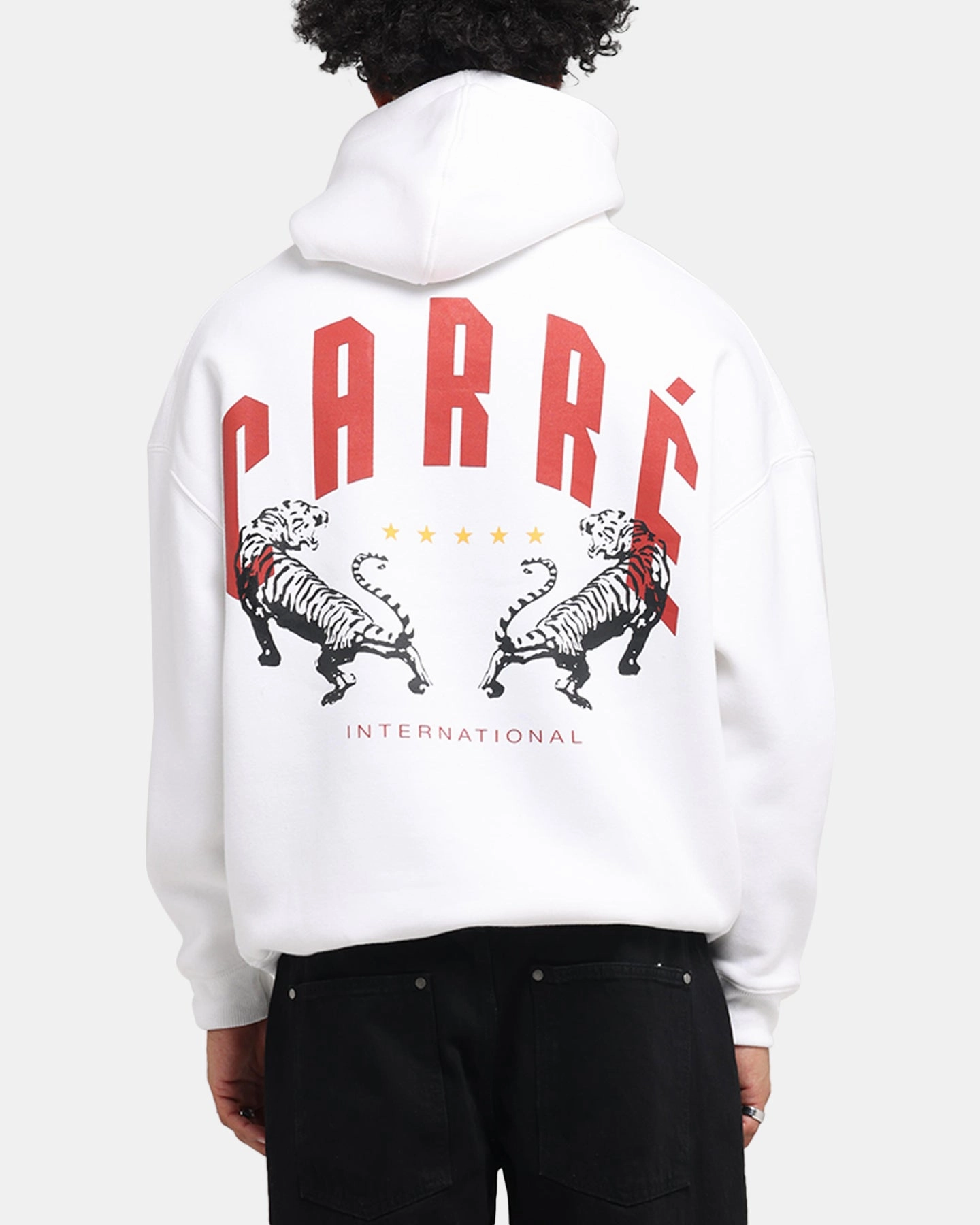 Breathable knit Carre Tiger Glow Hoodie White