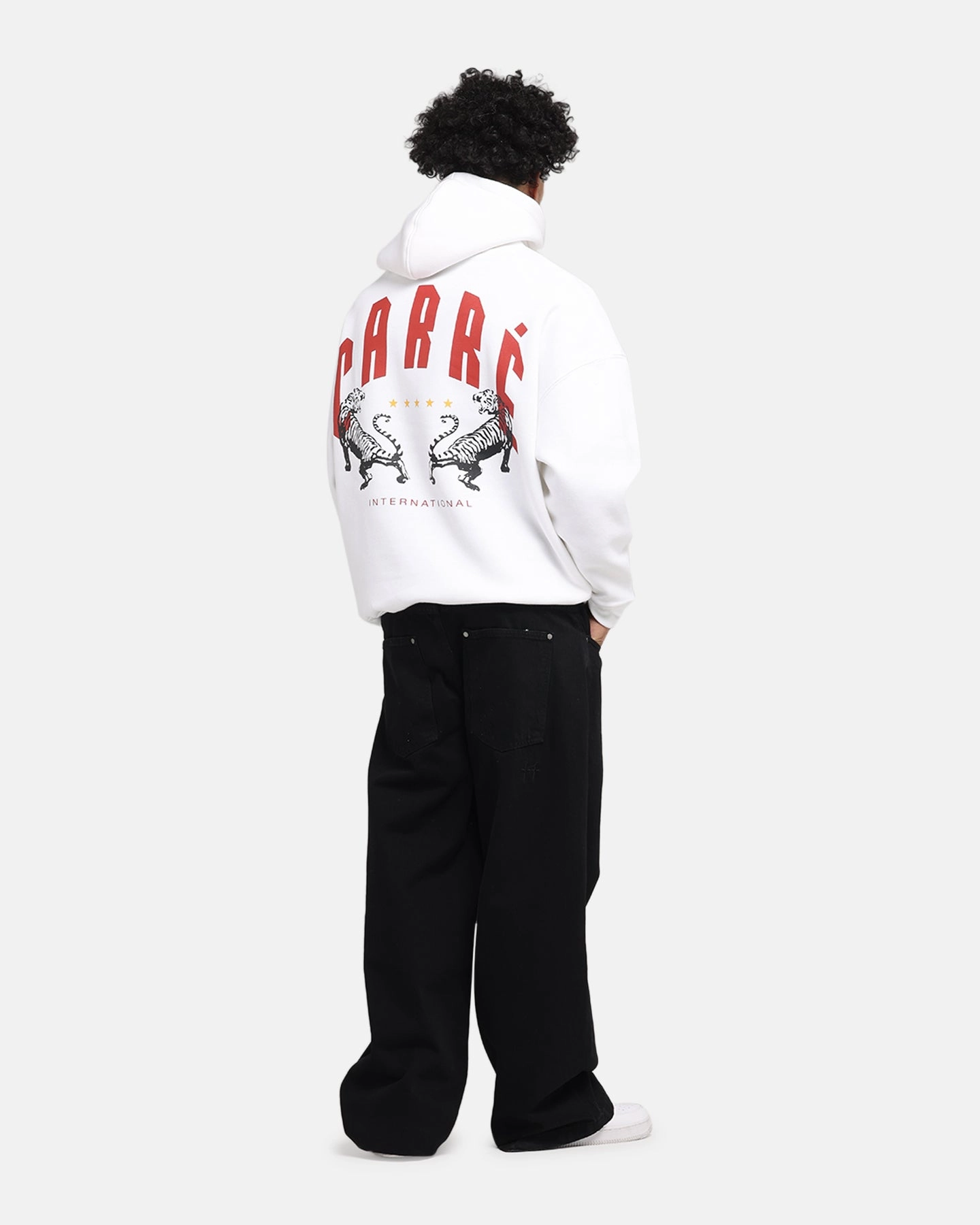 Durable Zipper Carre Tiger Glow Hoodie White