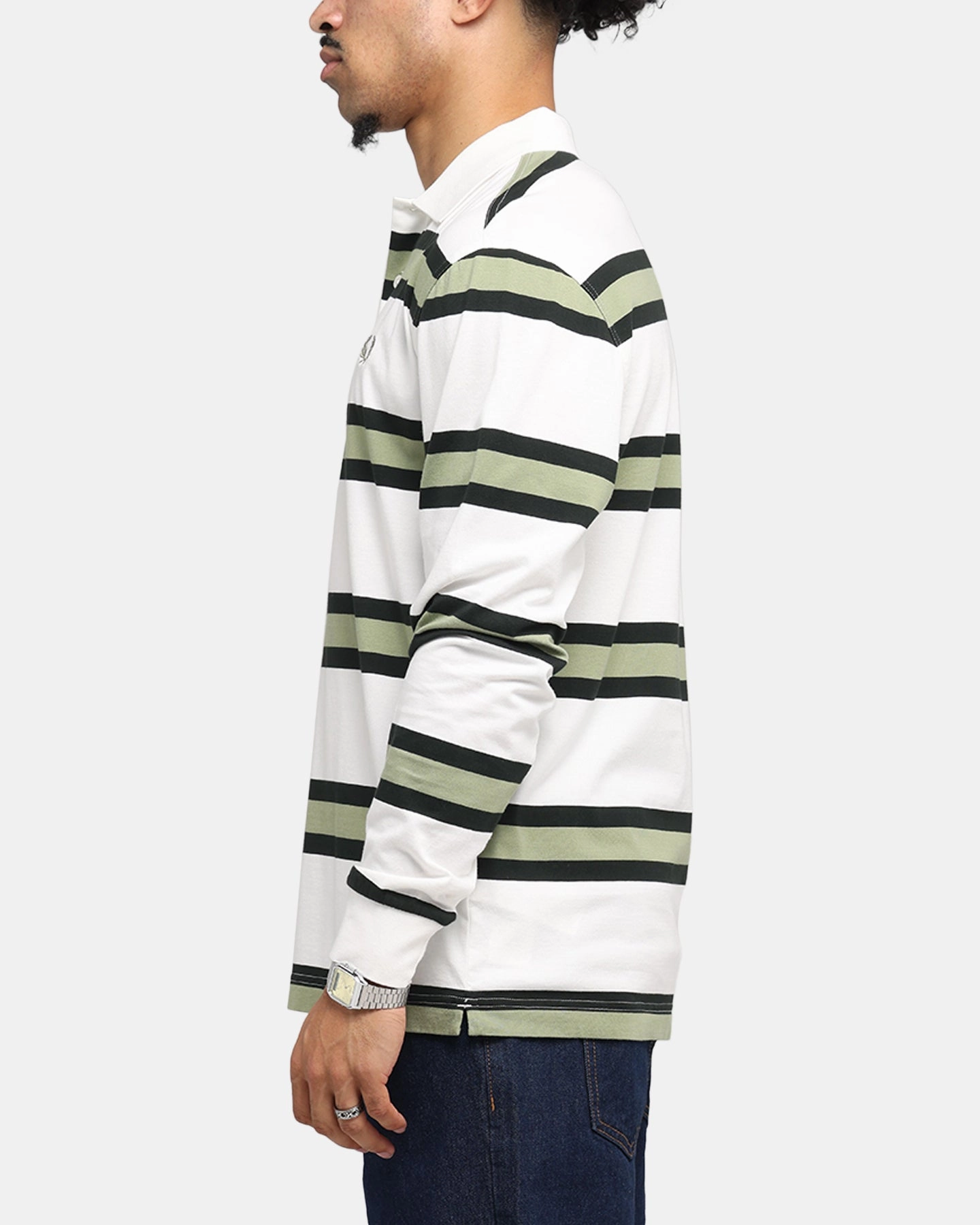 Fred Perry Jersey Stripe Polo Shirt Light Ecru SnagResistant Weave