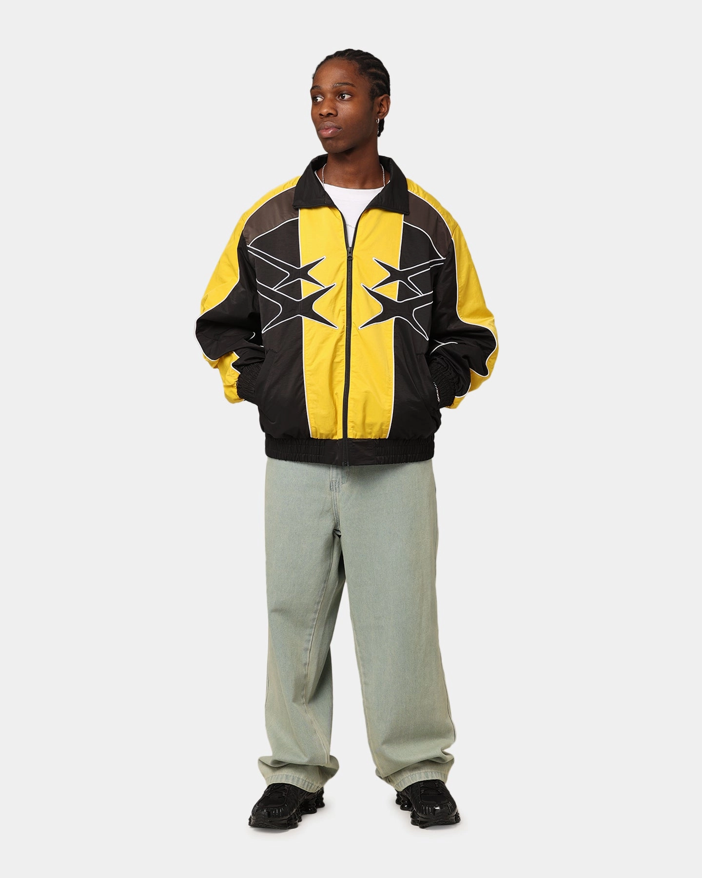 Badge Sleek Jacket Loiter Paradise Track Jacket Black/Yellow