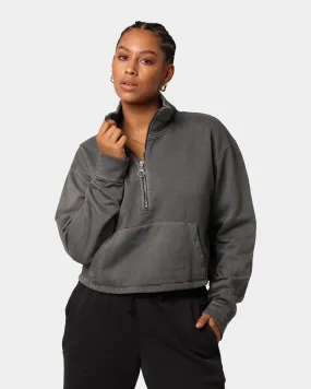 Detachable Collar EN ES Women's All Class Cropped Sweat Washed Grey