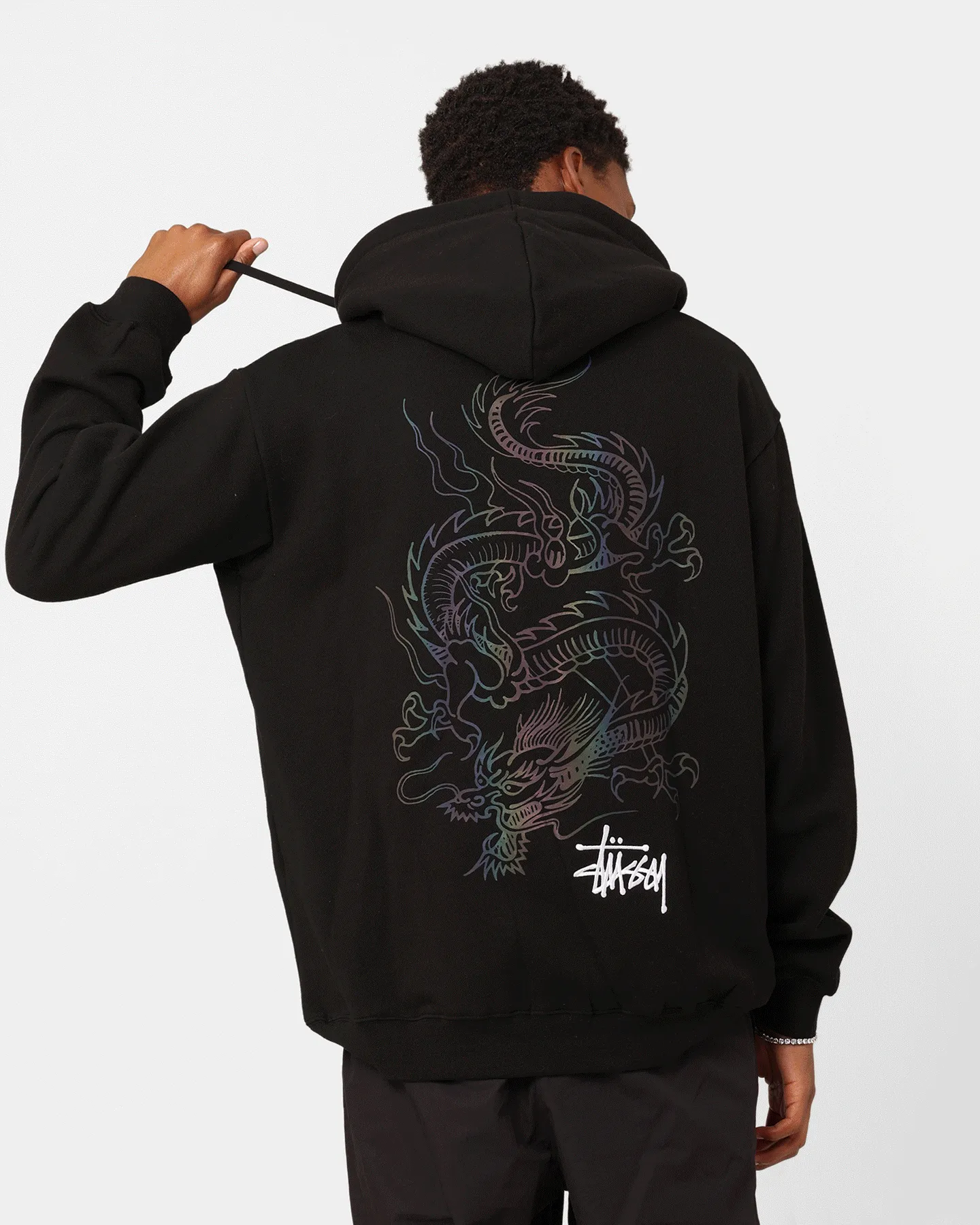 Green St??ssy UV Dragon Hoodie Pigment Black