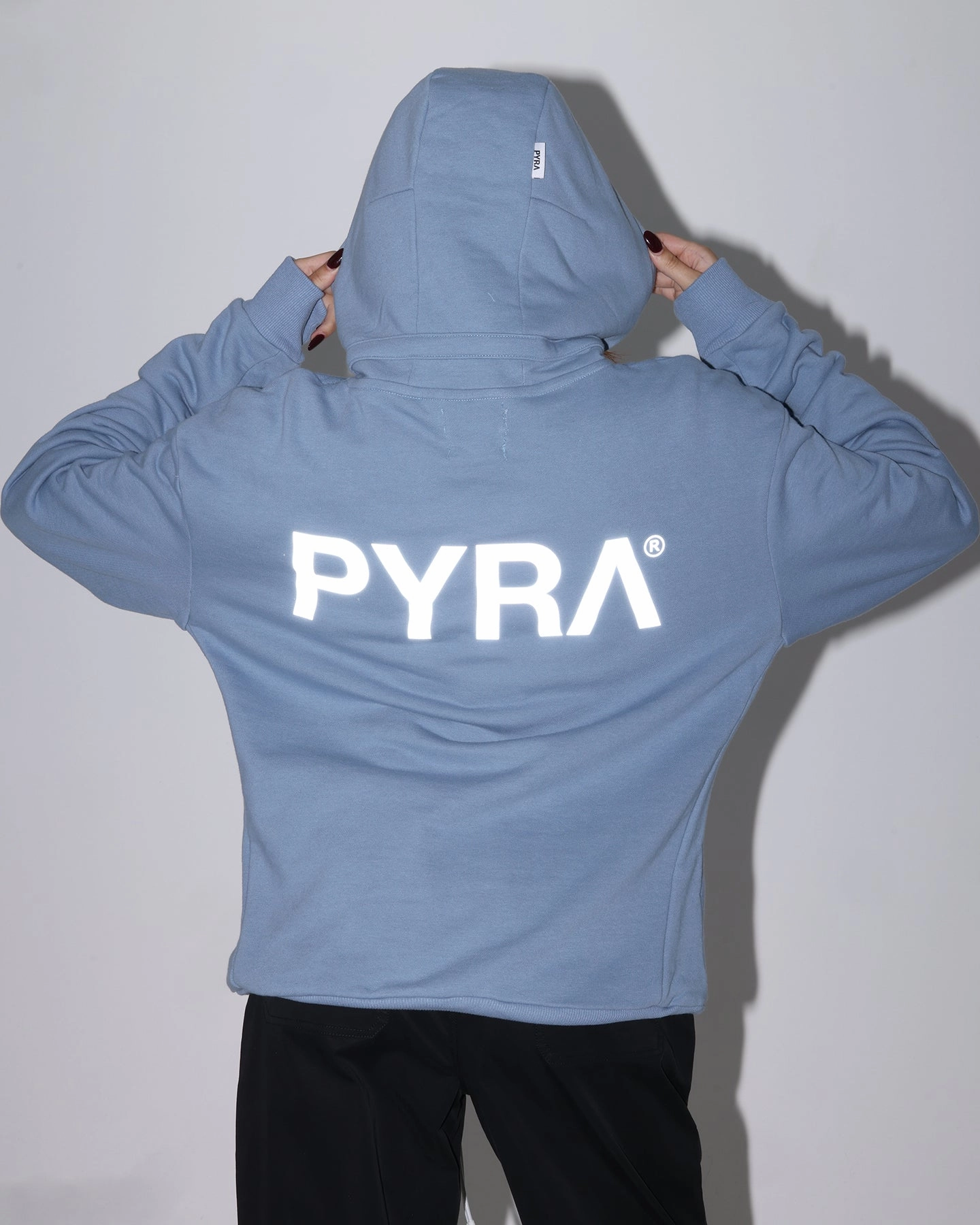 Checked PYRA Flame Hood Dusty Blue