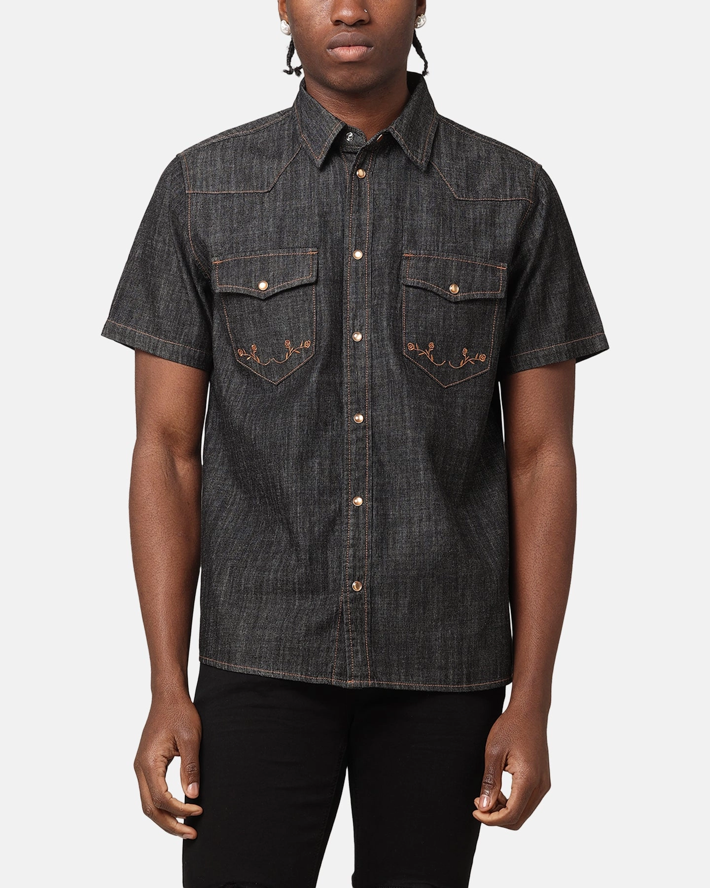 wrinkle free Trendy Vibes Saint Morta Rodeo Denim Shirt Black