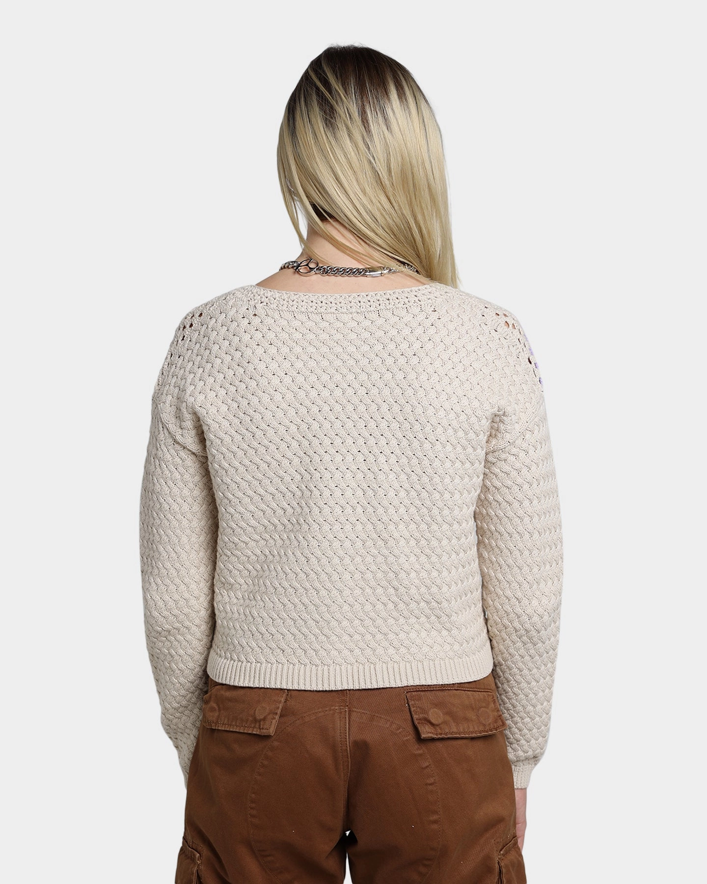 Bill GUESS Originals Women's GUESS Originals X J Balvin Crochet Cardigan Herb Tan Multi