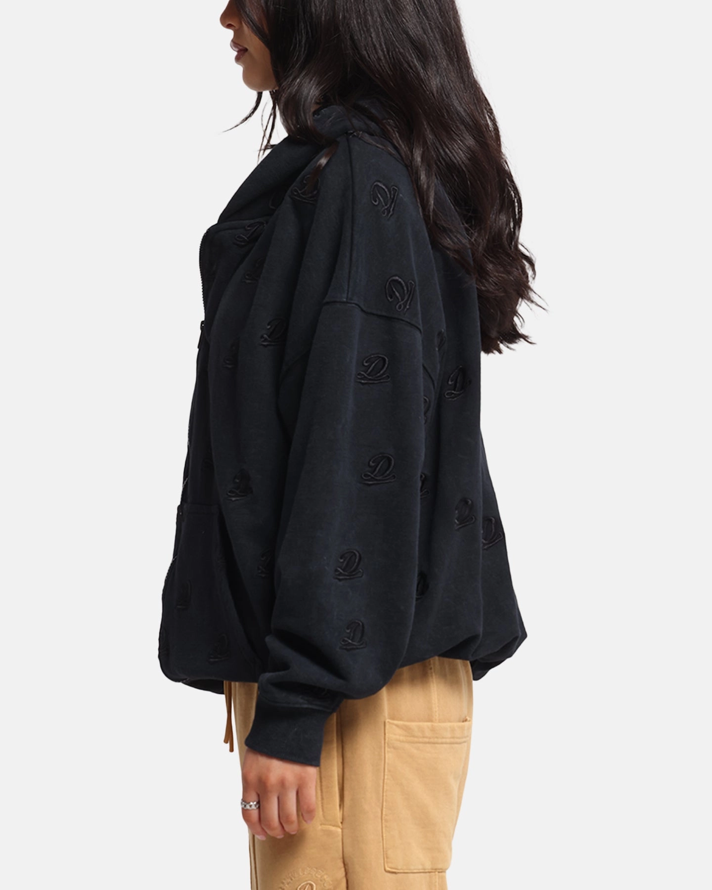 Dreamville Logo All Over Zip Hoodie Dark Grey City young people