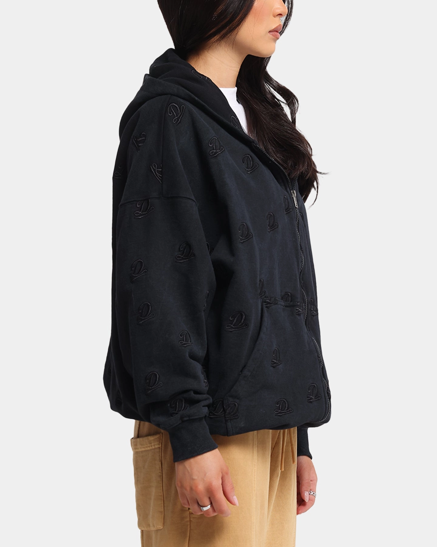 Dreamville Logo All Over Zip Hoodie Dark Grey Long-sleeved