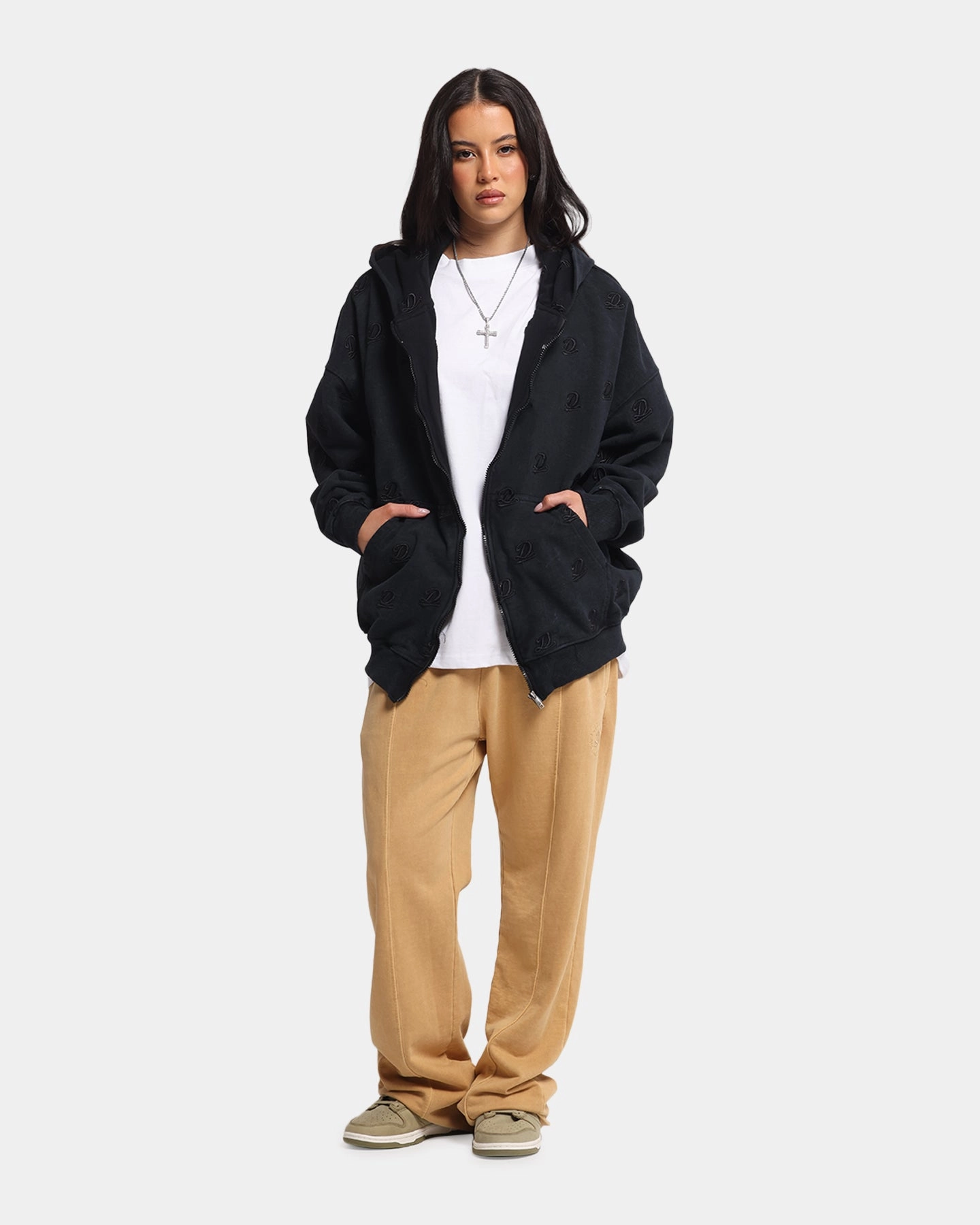 Windproof Barrier Design Dreamville Logo All Over Zip Hoodie Dark Grey