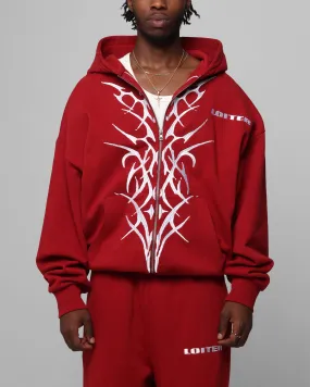 Loiter Blood Born Zip Hoodie Burgandy night runway show