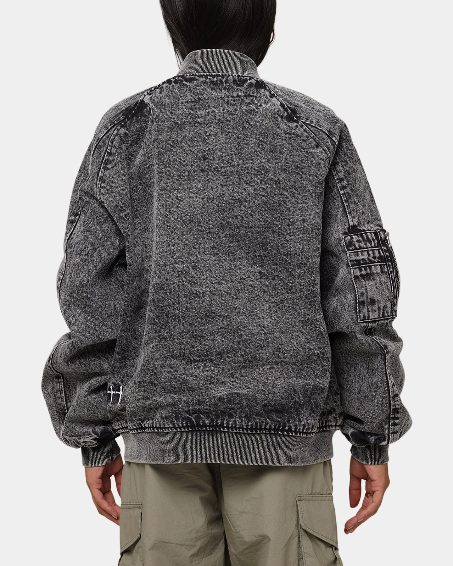 Portray Serve Saint Morta Flight Denim Jacket Black Stonewash