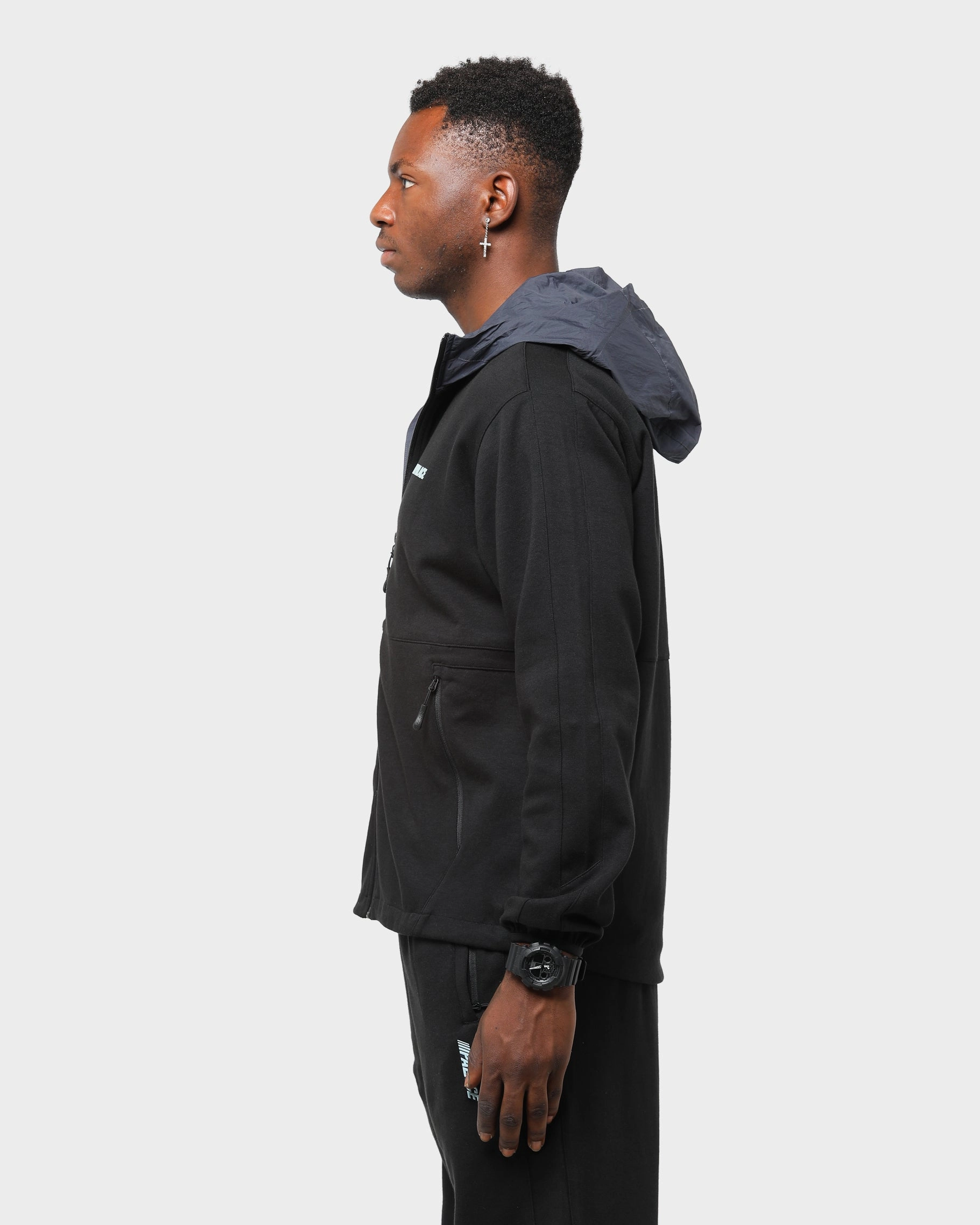 humid Threat Palace Men's Waximum Echo Tech Fleece Hooded Jacket Black