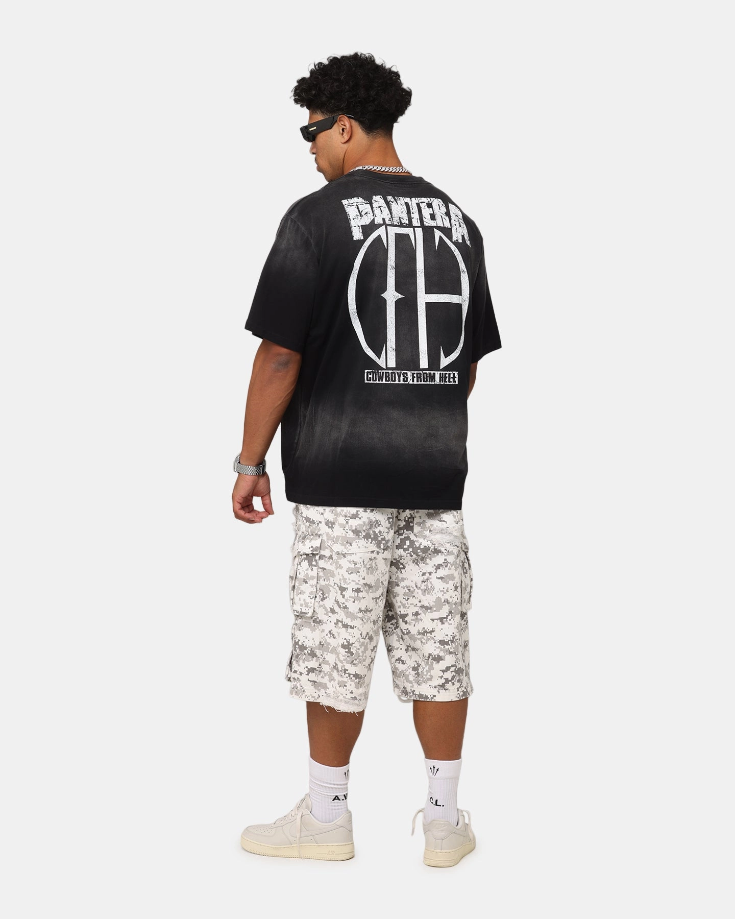 Pantera F#cking Hostile Vintage T-Shirt Washed Black Ribbed Collar Design