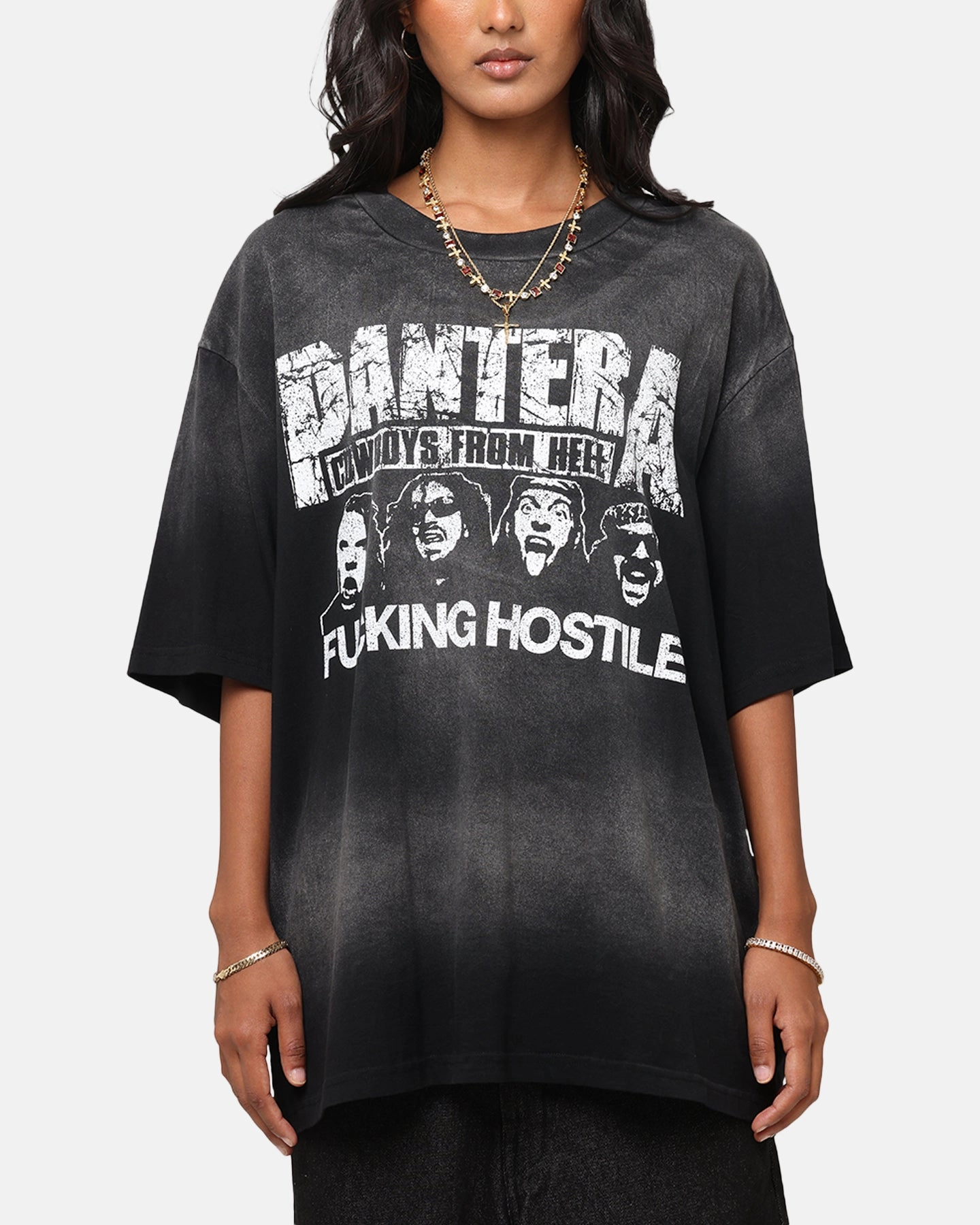 Beach Wear Trendy popularity Pantera F#cking Hostile Vintage T-Shirt Washed Black