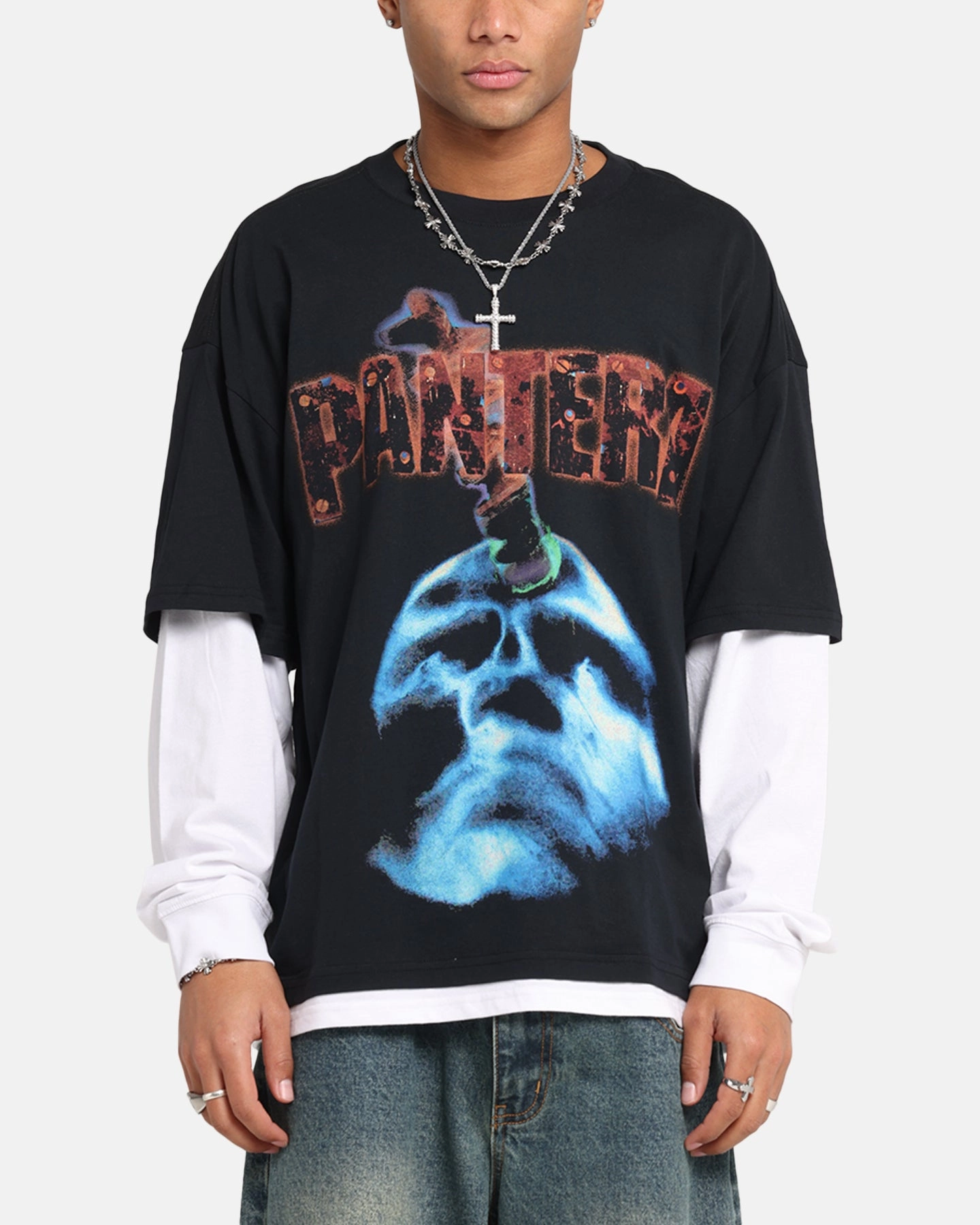 Pantera Pantera Layered Long Sleeve T-Shirt Black Wash Minimal Comfort