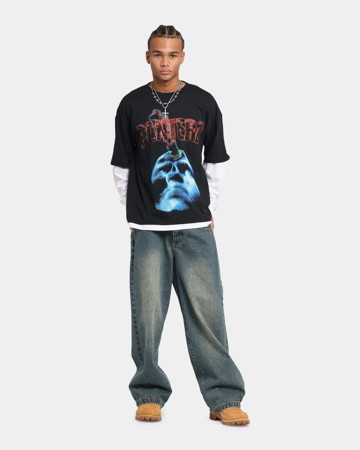 Pantera Pantera Layered Long Sleeve T-Shirt Black Wash Effortless Comfort Wear
