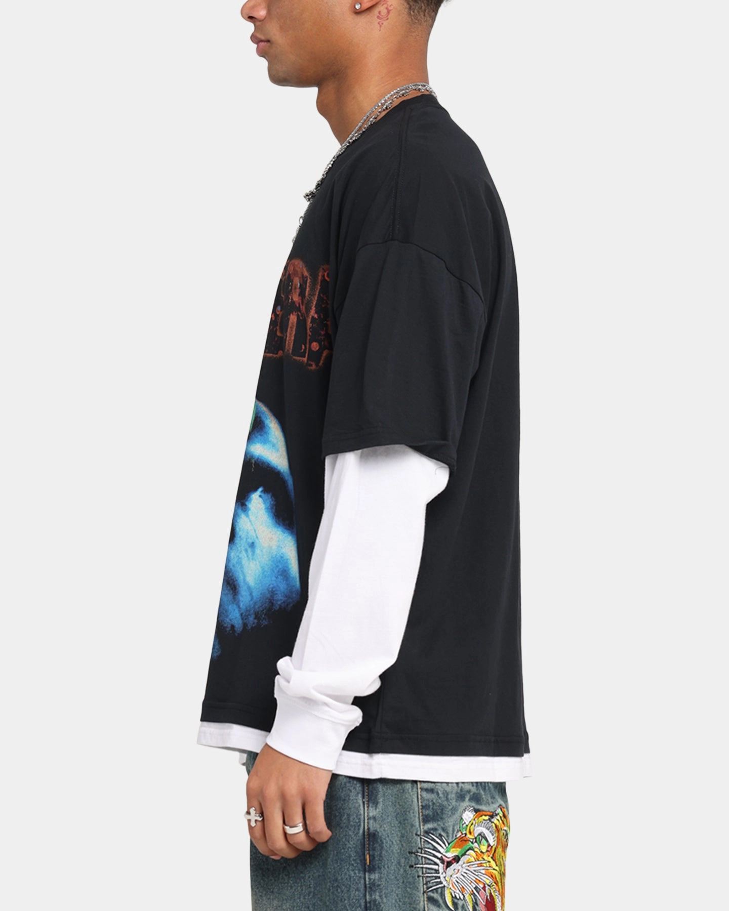 Comfy Casual Pantera Pantera Layered Long Sleeve T-Shirt Black Wash